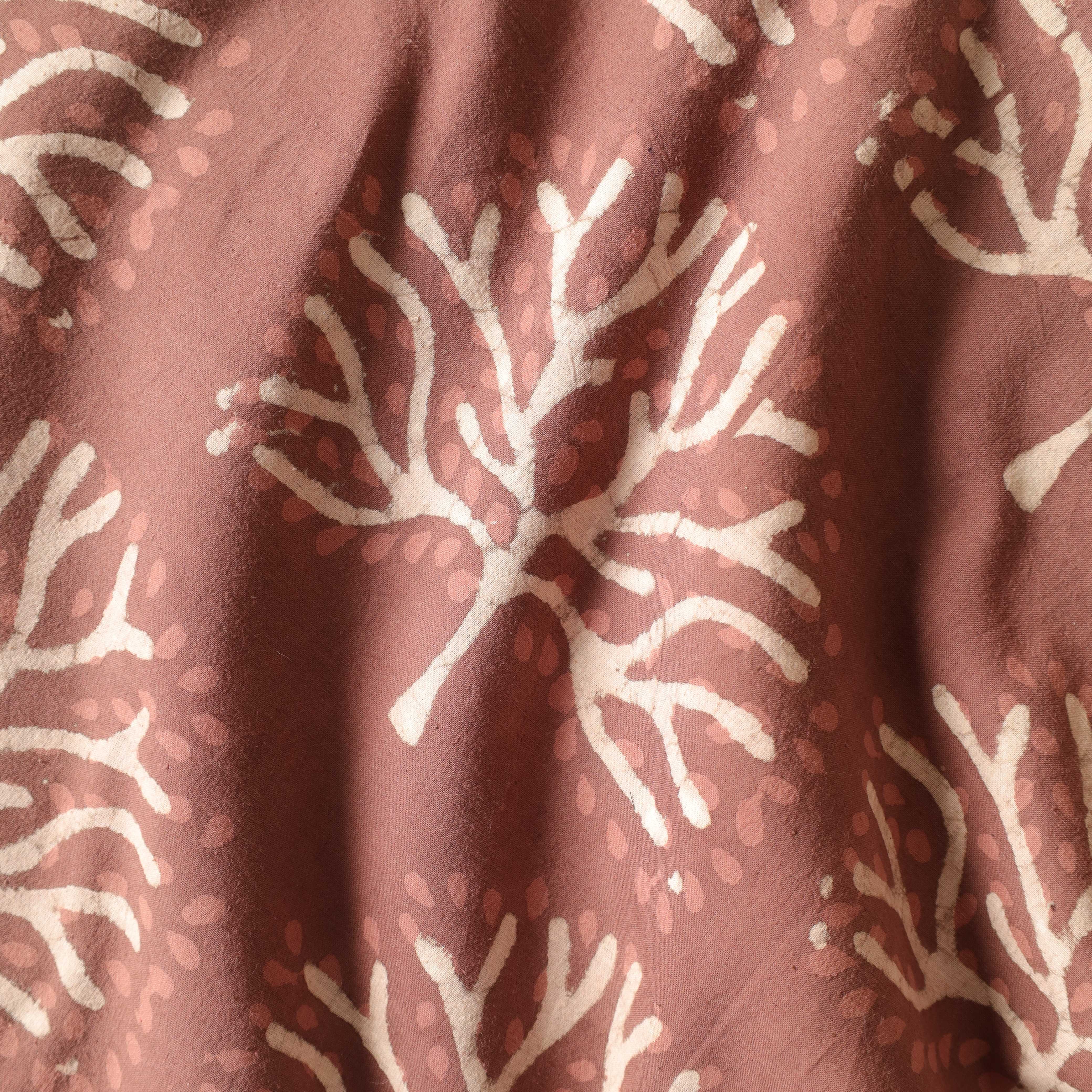 Hand Block Printed Cotton Fabric - Terracotta Tree Motif