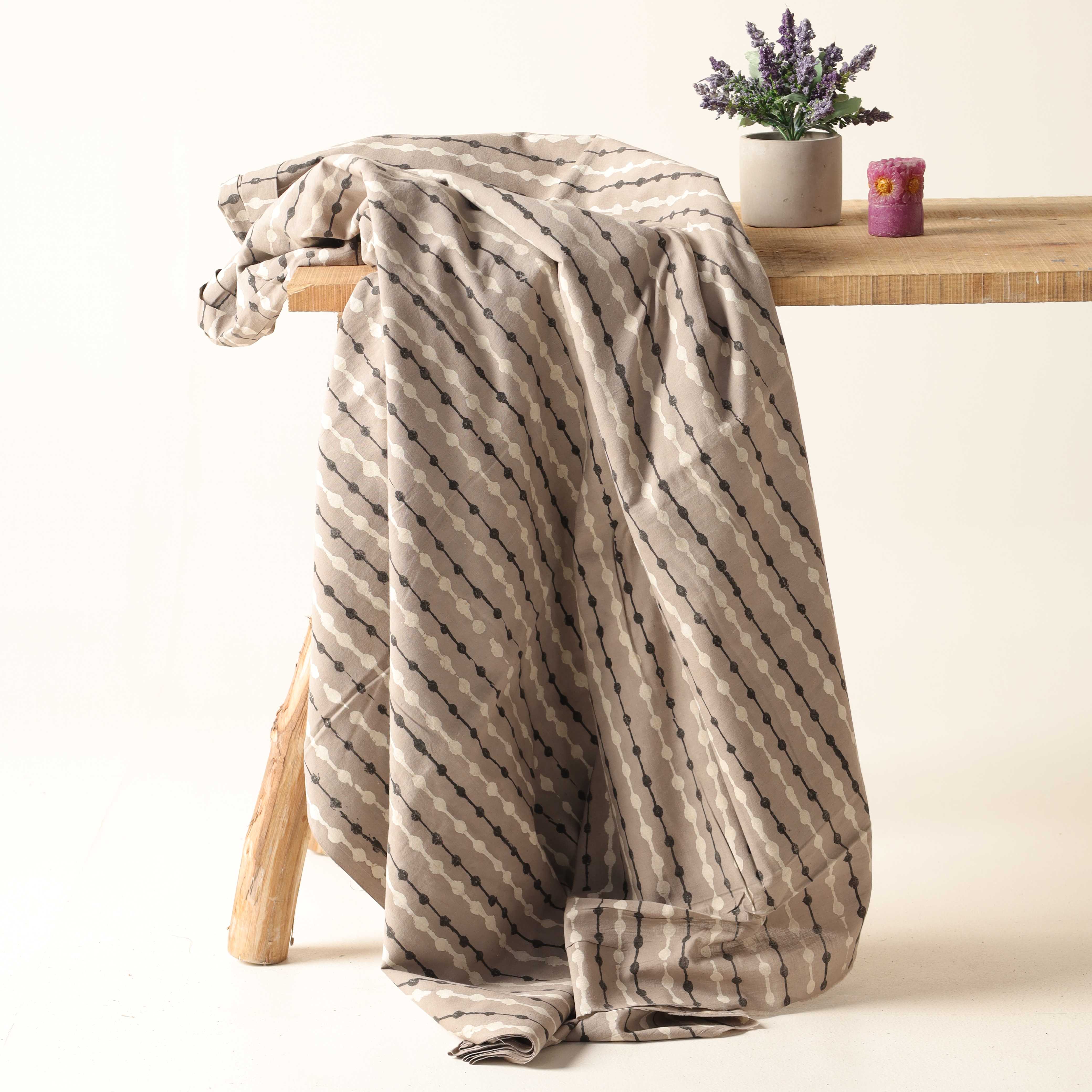 Minimalist Geometric Bead Hand Block Printed Cotton Fabric