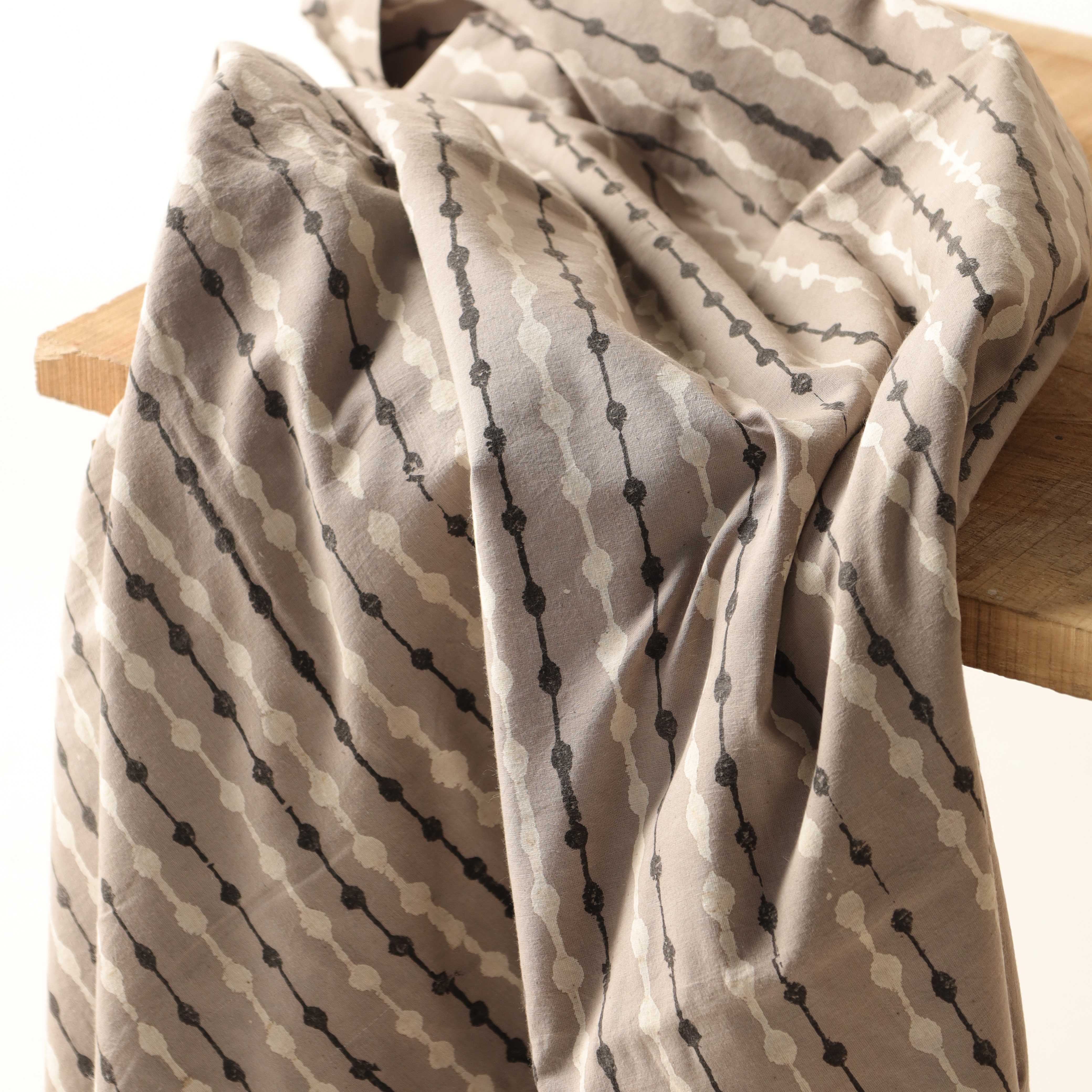 Minimalist Geometric Bead Hand Block Printed Cotton Fabric