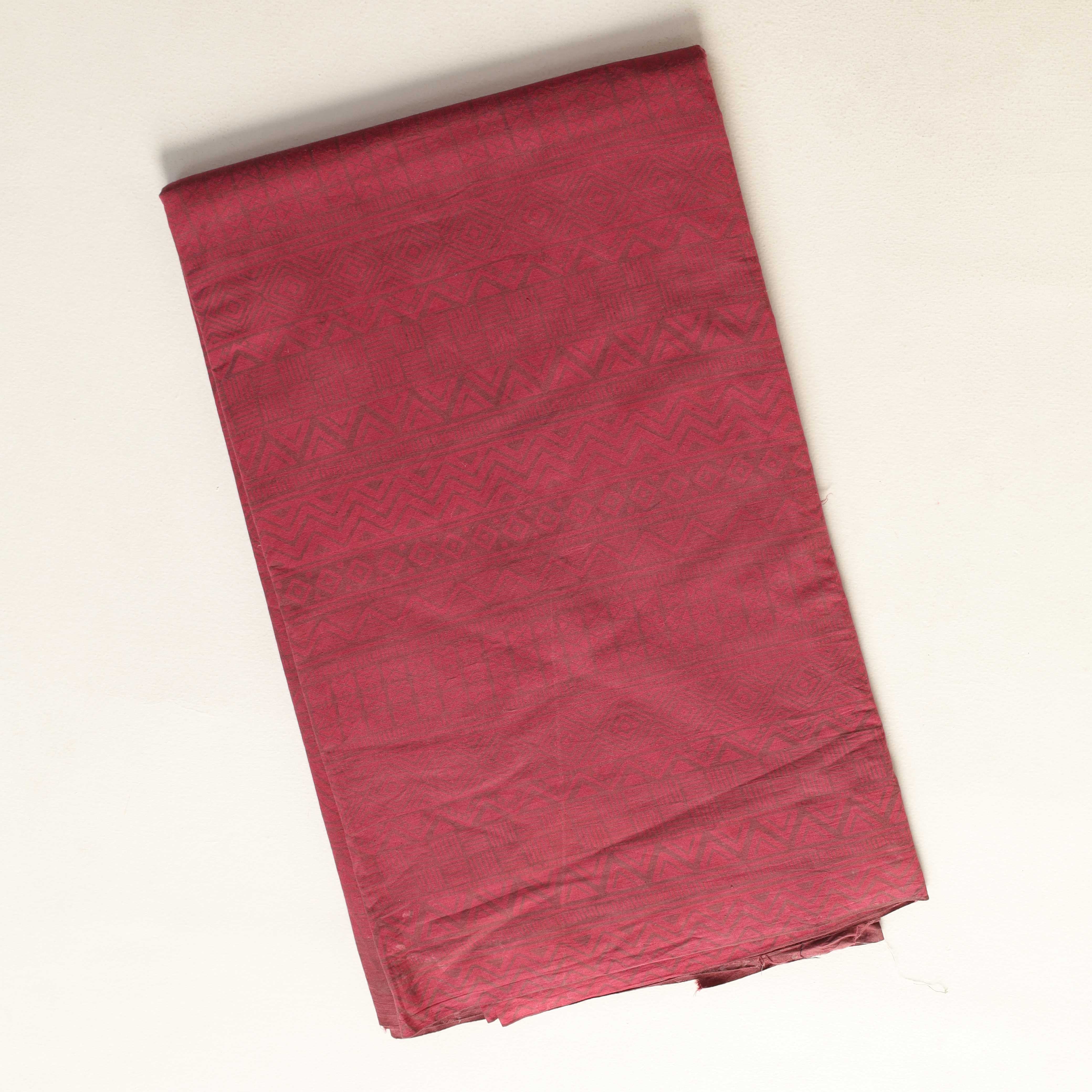 Maroon Geometric Tribal Hand Block Printed Cotton Fabric