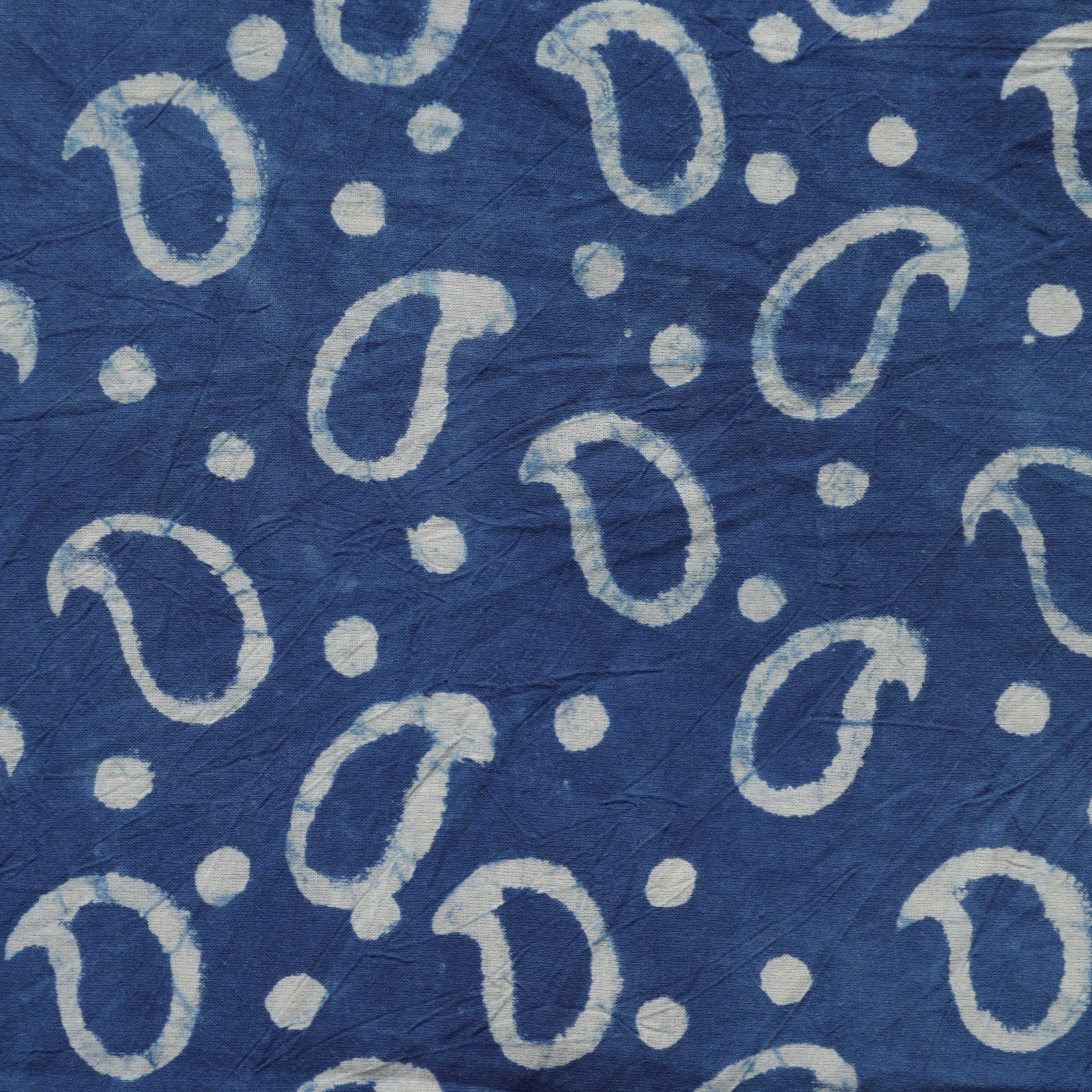 Artisan Hand Block Printed Cotton Fabric - Indigo Buti Paisley