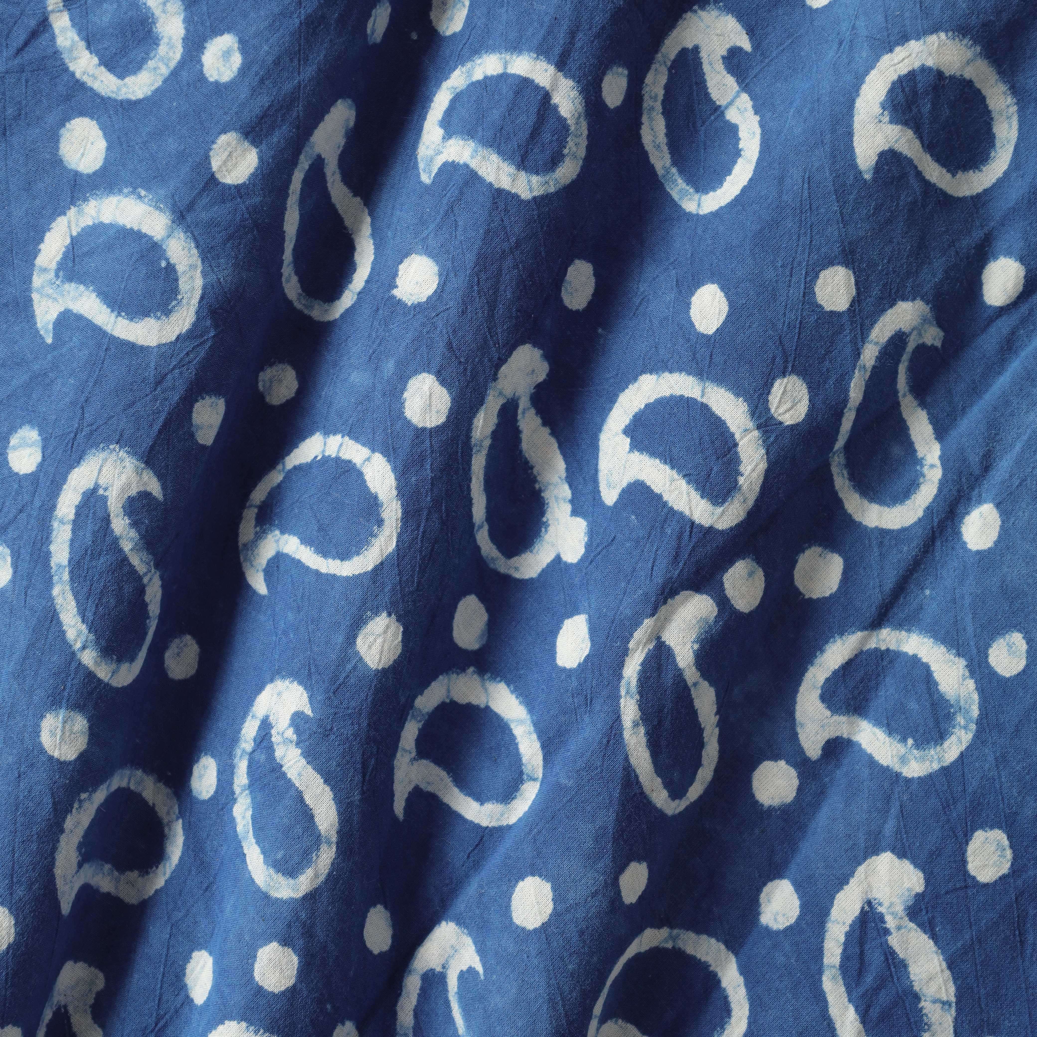 Artisan Hand Block Printed Cotton Fabric - Indigo Buti Paisley