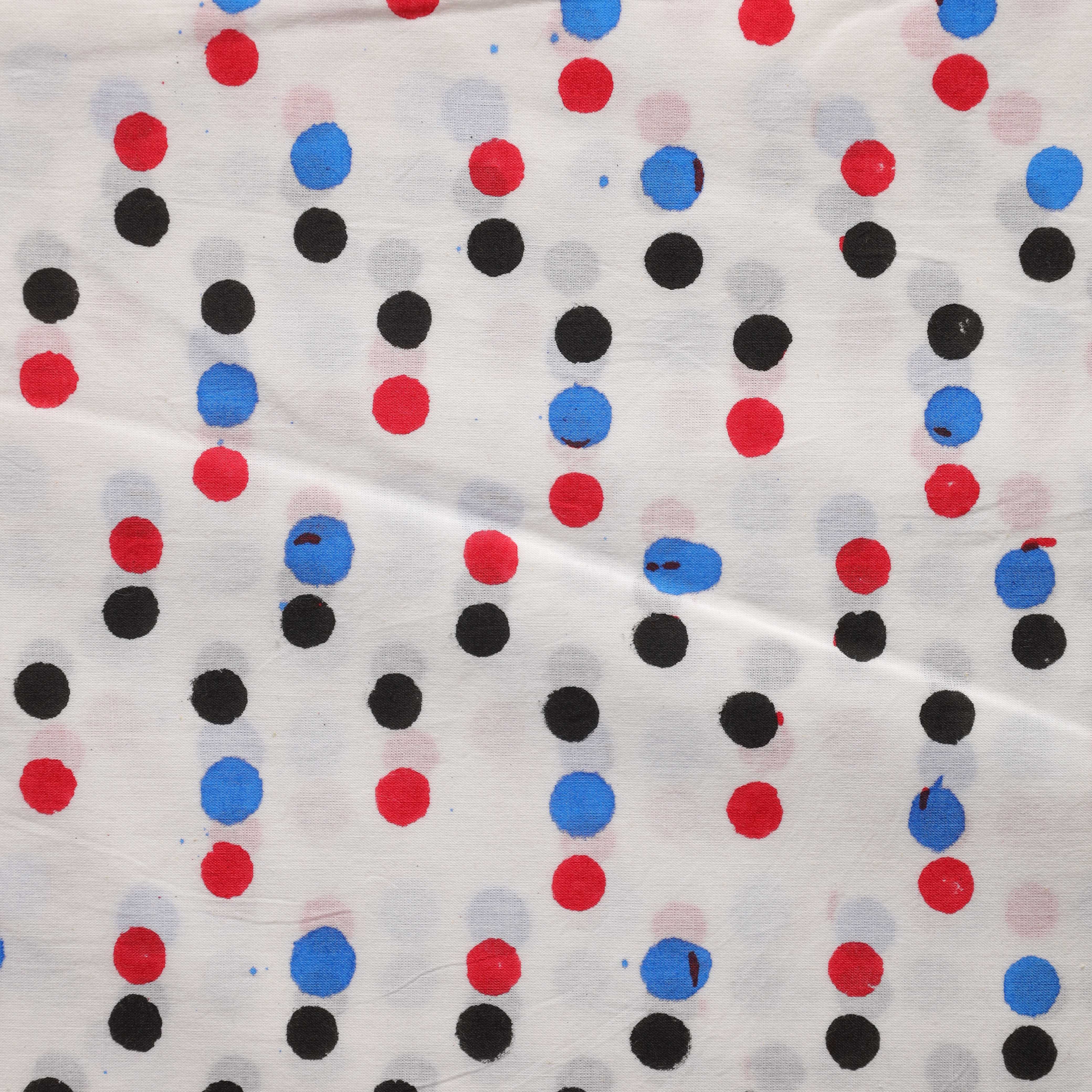 Artisan Hand Block Printed Cotton Fabric - Polka Dot Trio