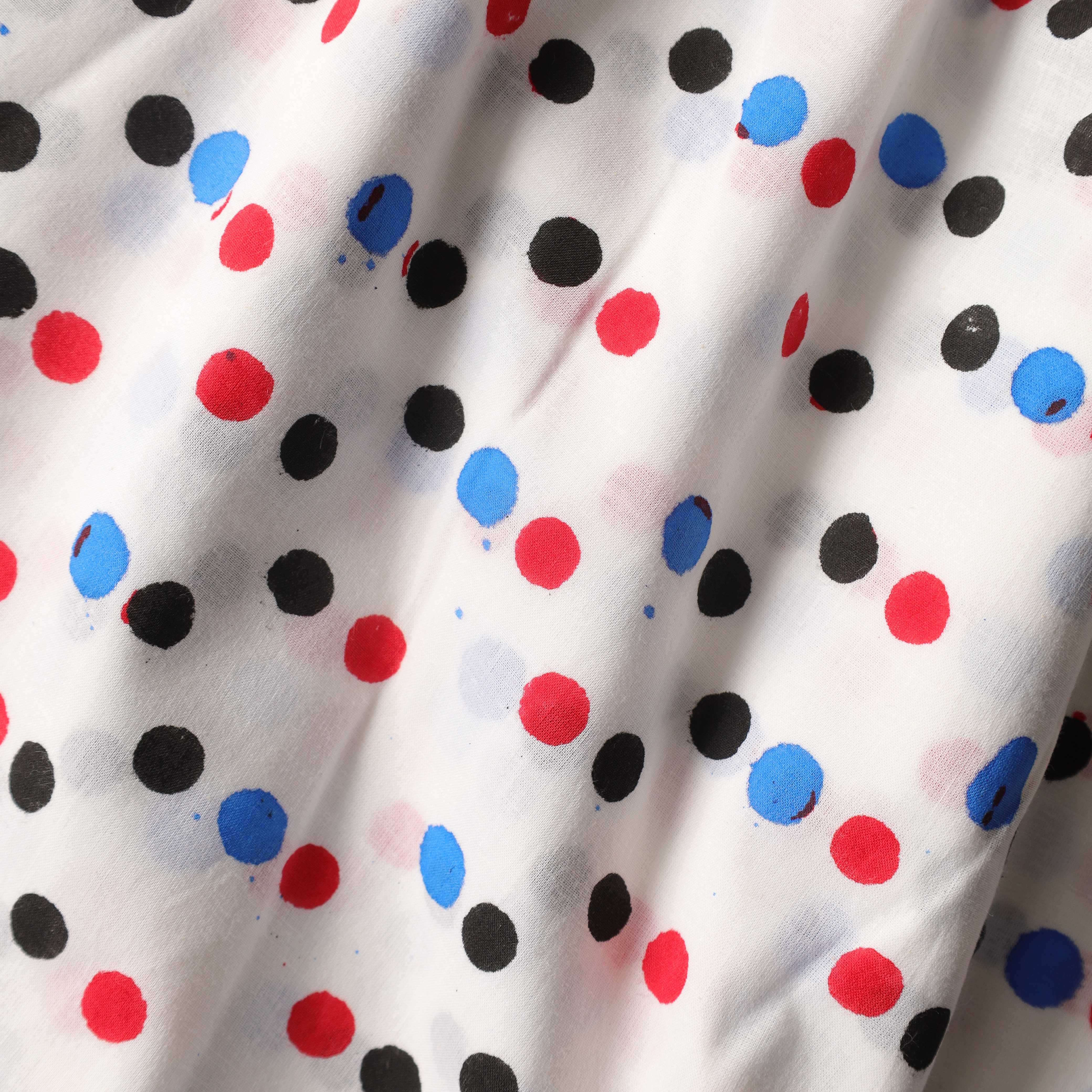 Artisan Hand Block Printed Cotton Fabric - Polka Dot Trio