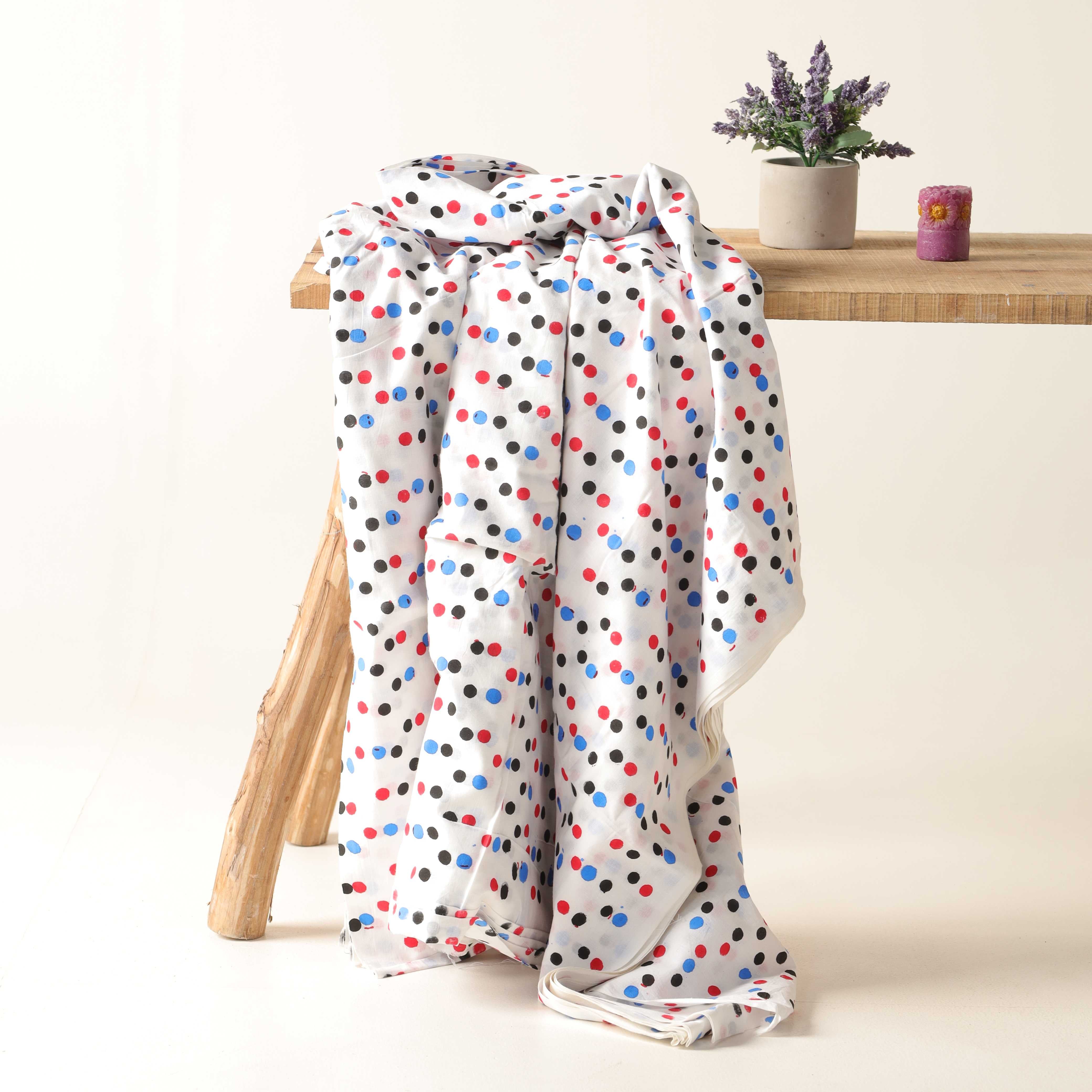 Artisan Hand Block Printed Cotton Fabric - Polka Dot Trio