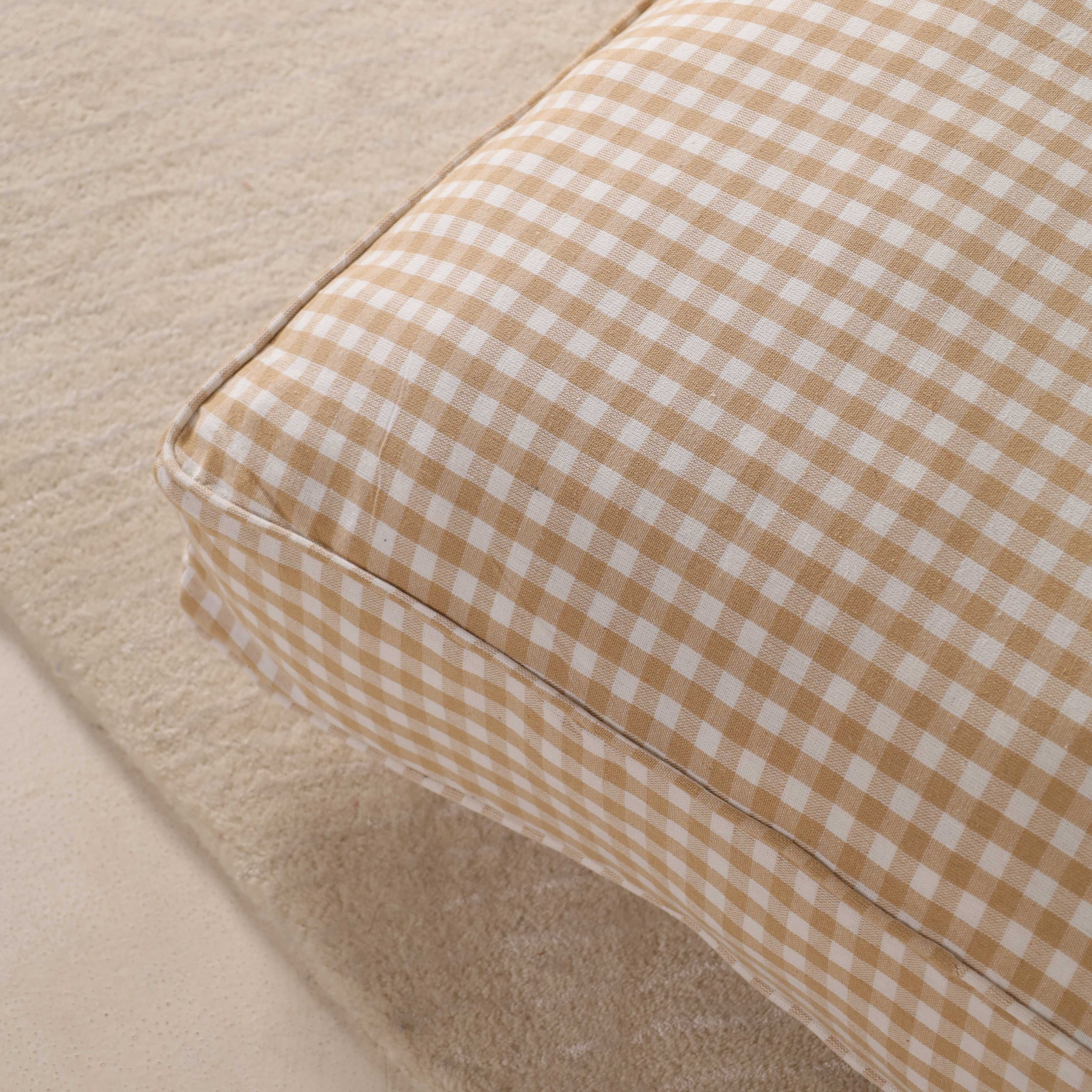 Honey Gingham Artisan Floor Cushion – Premium Boho Seating, Meditation & Yoga Pillow