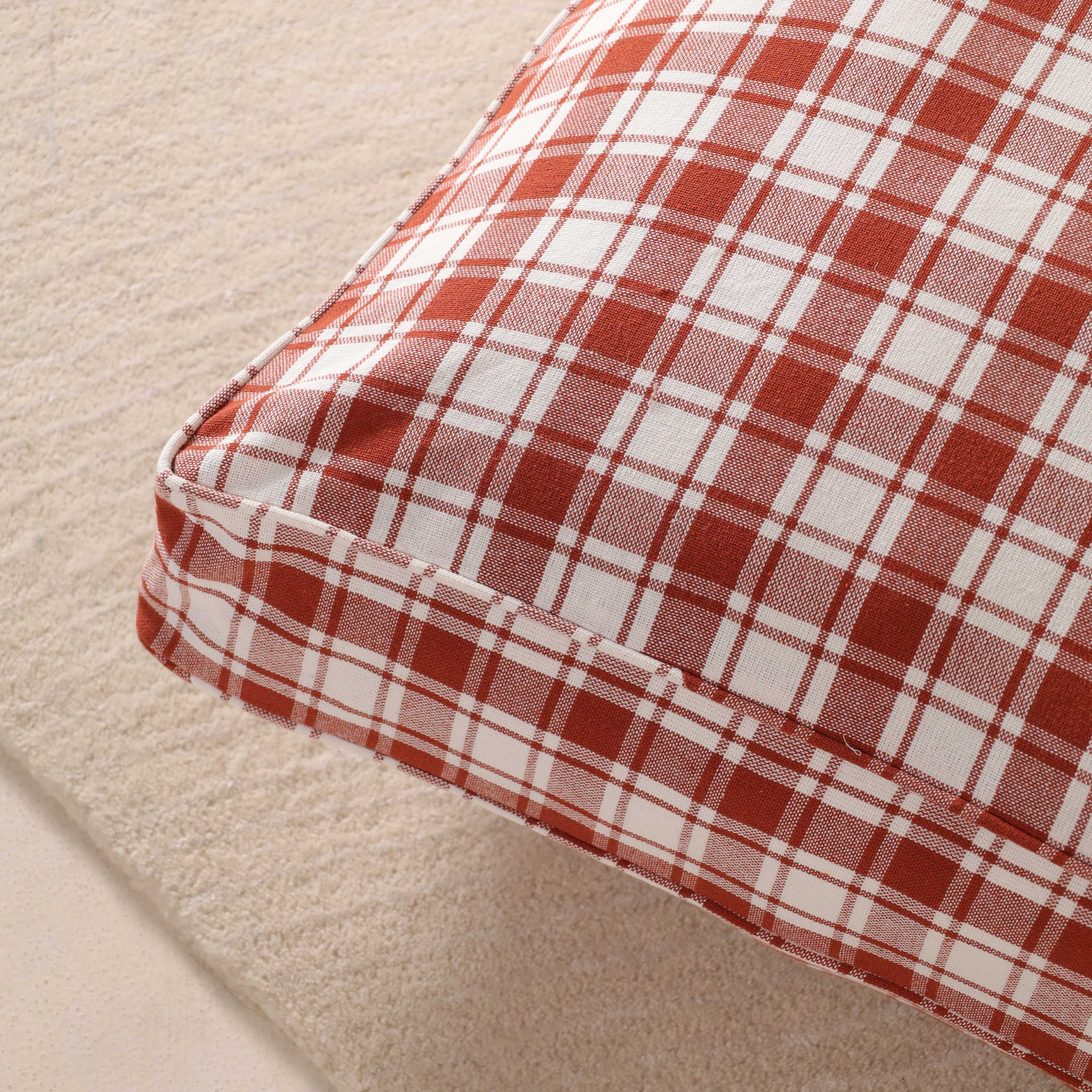 Harvest Plaid Premium Floor Cushion – Rustic Boho Seating & Meditation Pillow