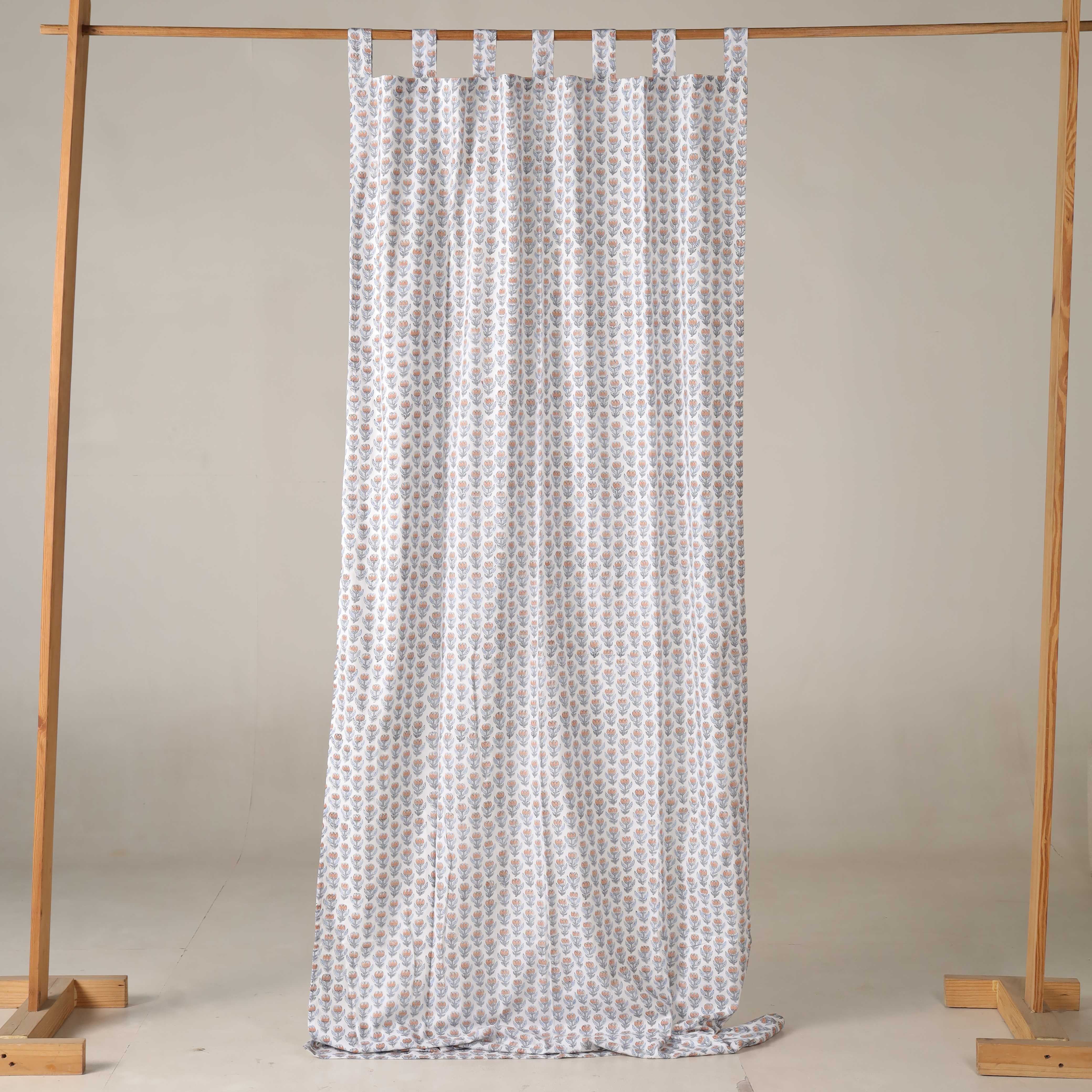 Premium 100% Cotton Floral Print Curtain - Modern Farmhouse Style (Single Panel)