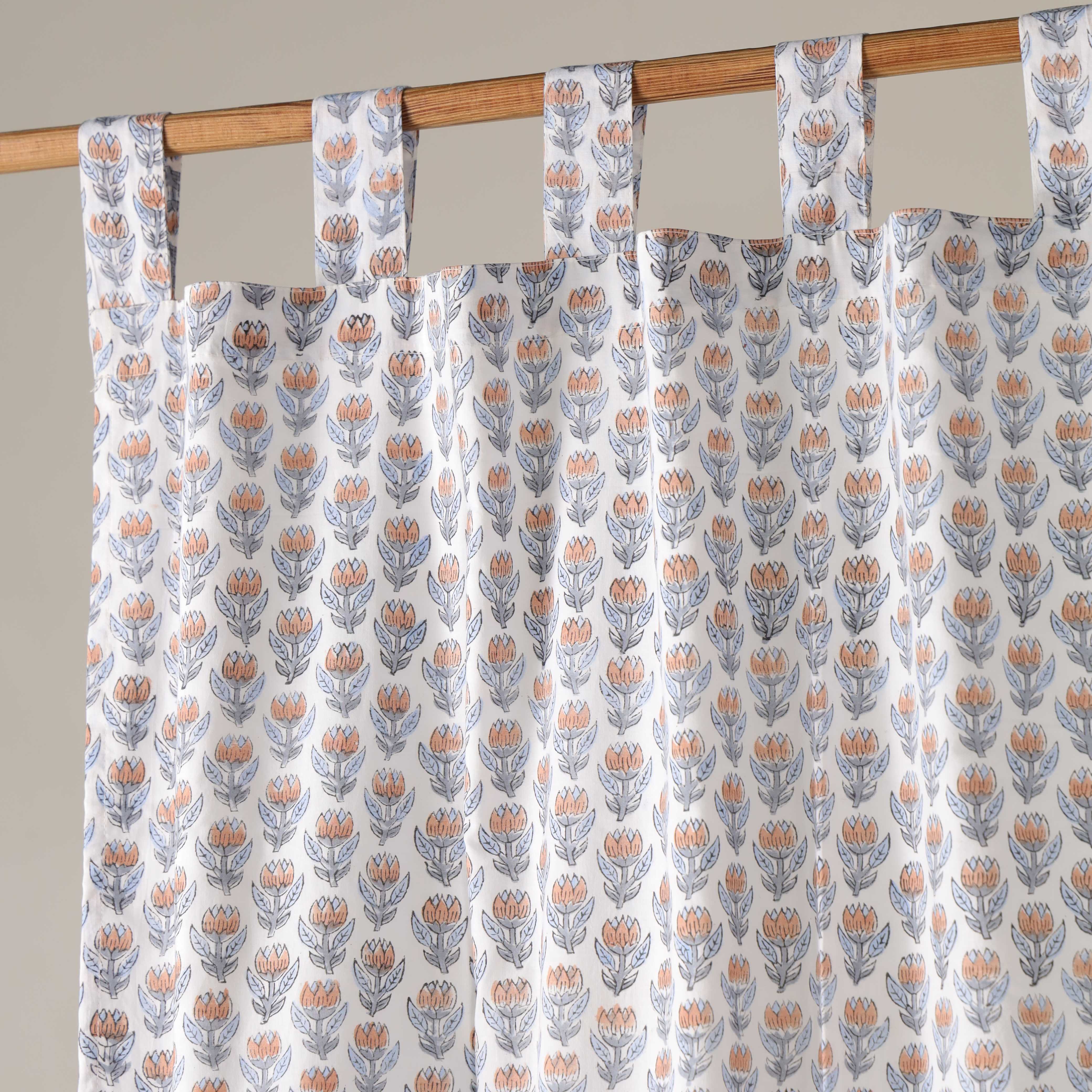 Premium 100% Cotton Floral Print Curtain - Modern Farmhouse Style (Single Panel)