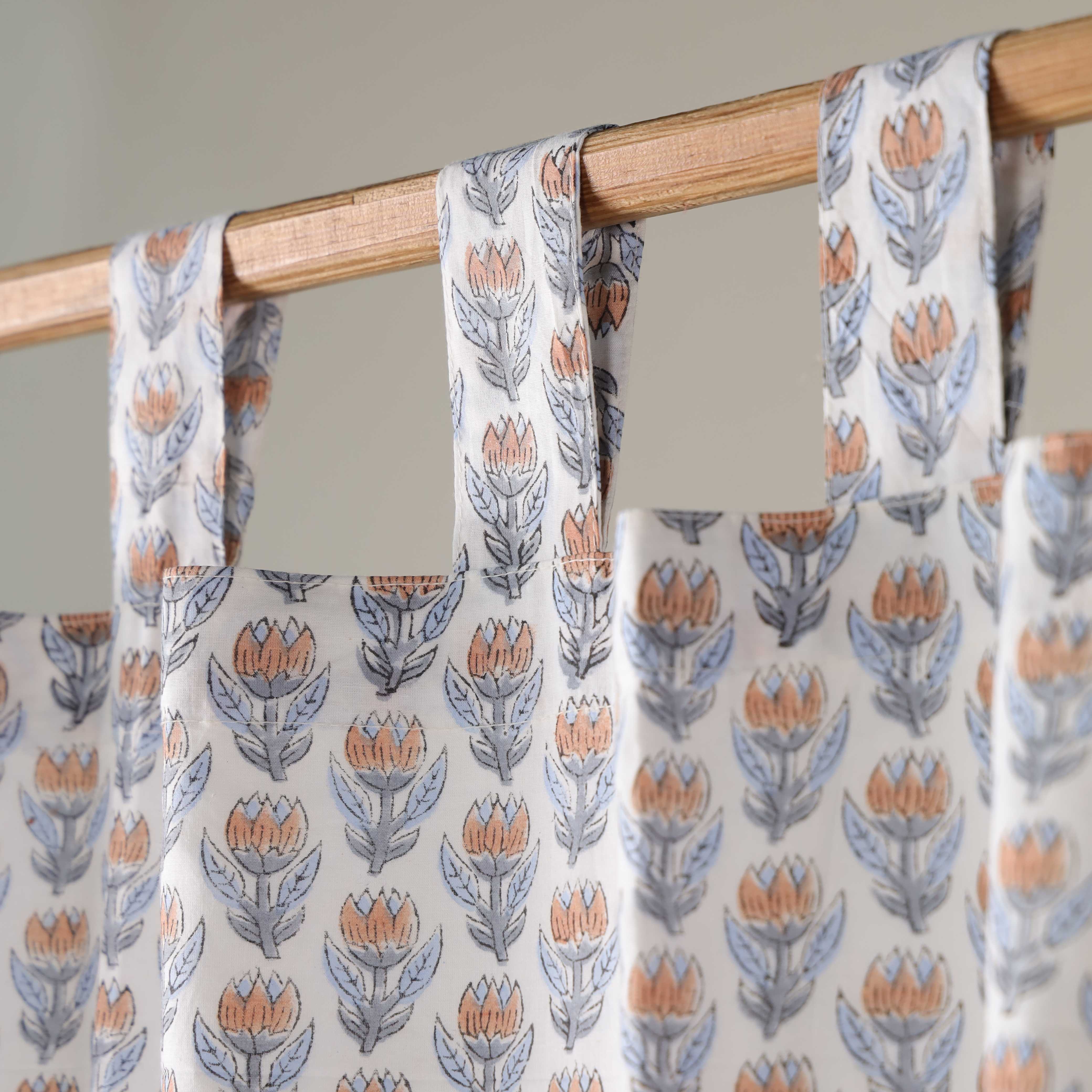 Premium 100% Cotton Floral Print Curtain - Modern Farmhouse Style (Single Panel)