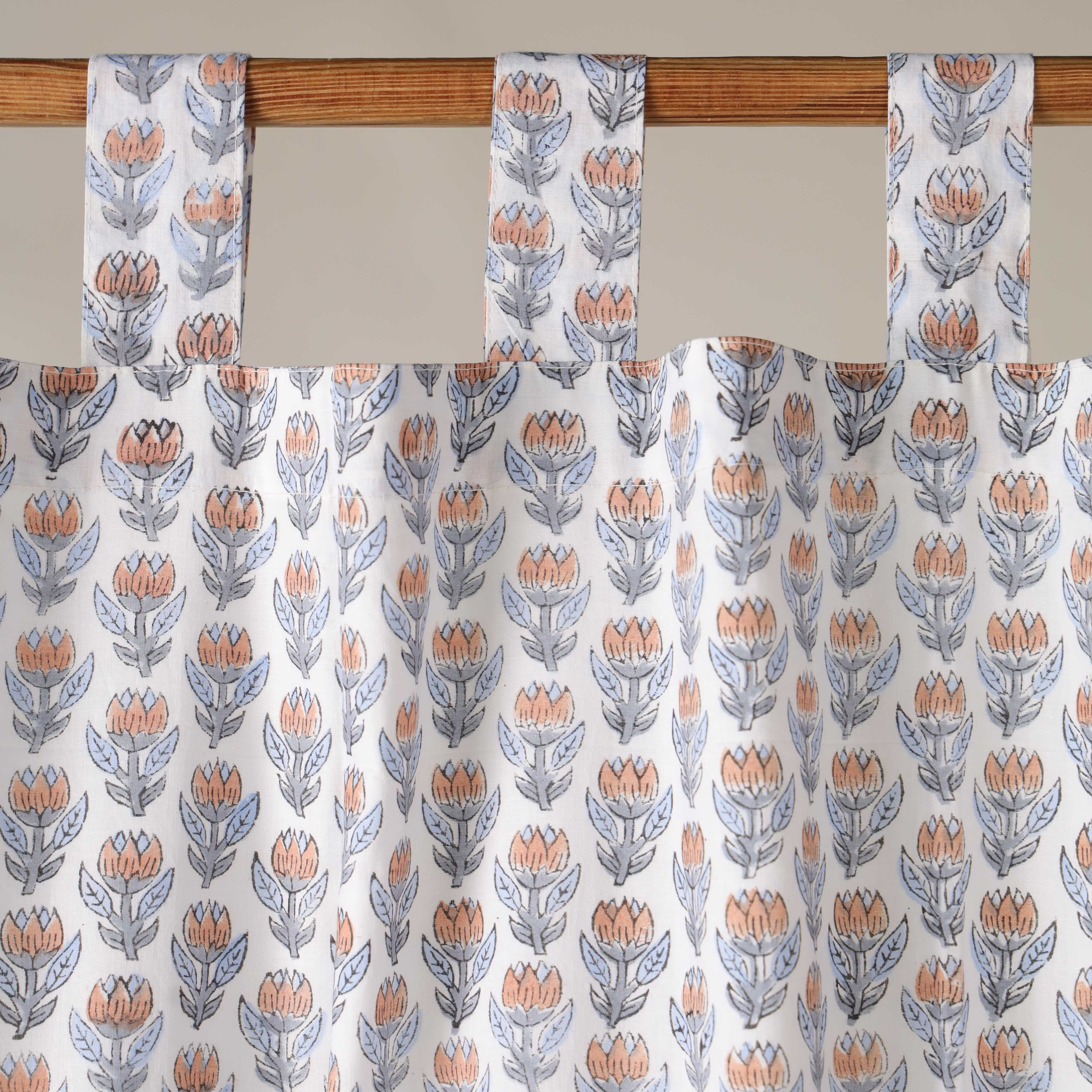 Premium 100% Cotton Floral Print Curtain - Modern Farmhouse Style (Single Panel)