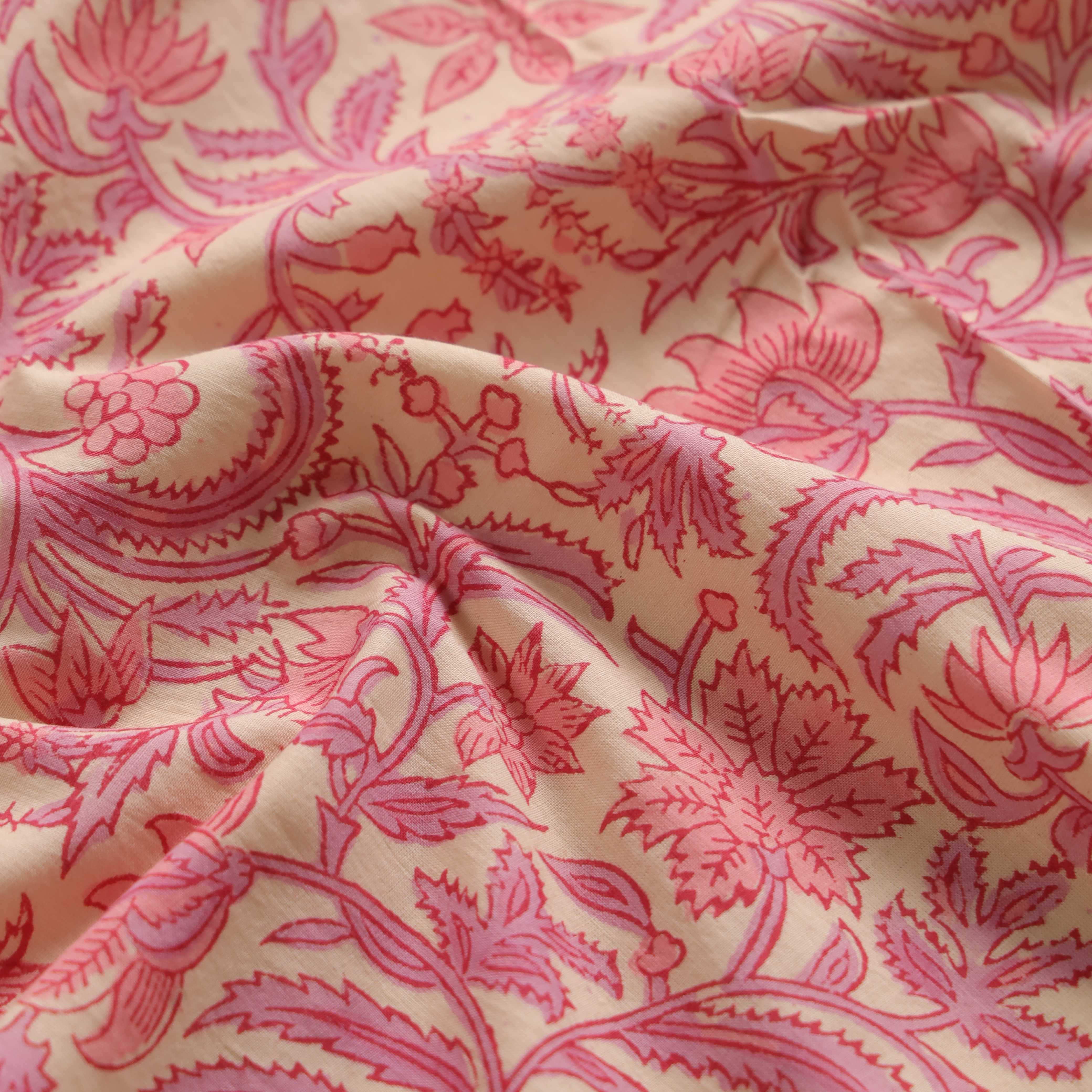 Premium 100% Cotton Pink Floral Damask Curtain - Elegant Boho Farmhouse Single Panel