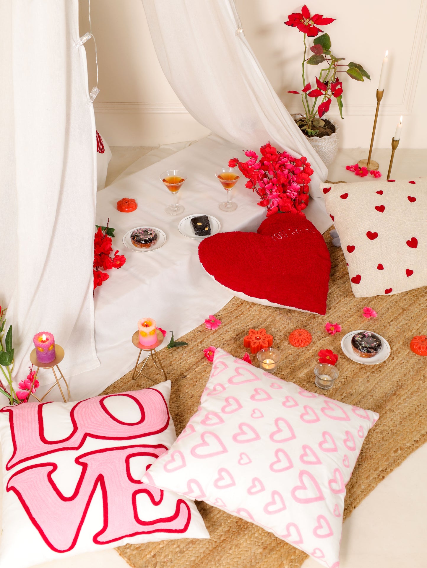 Romantic Embroidered Cushion Covers - Celebrate Love This Valentine's