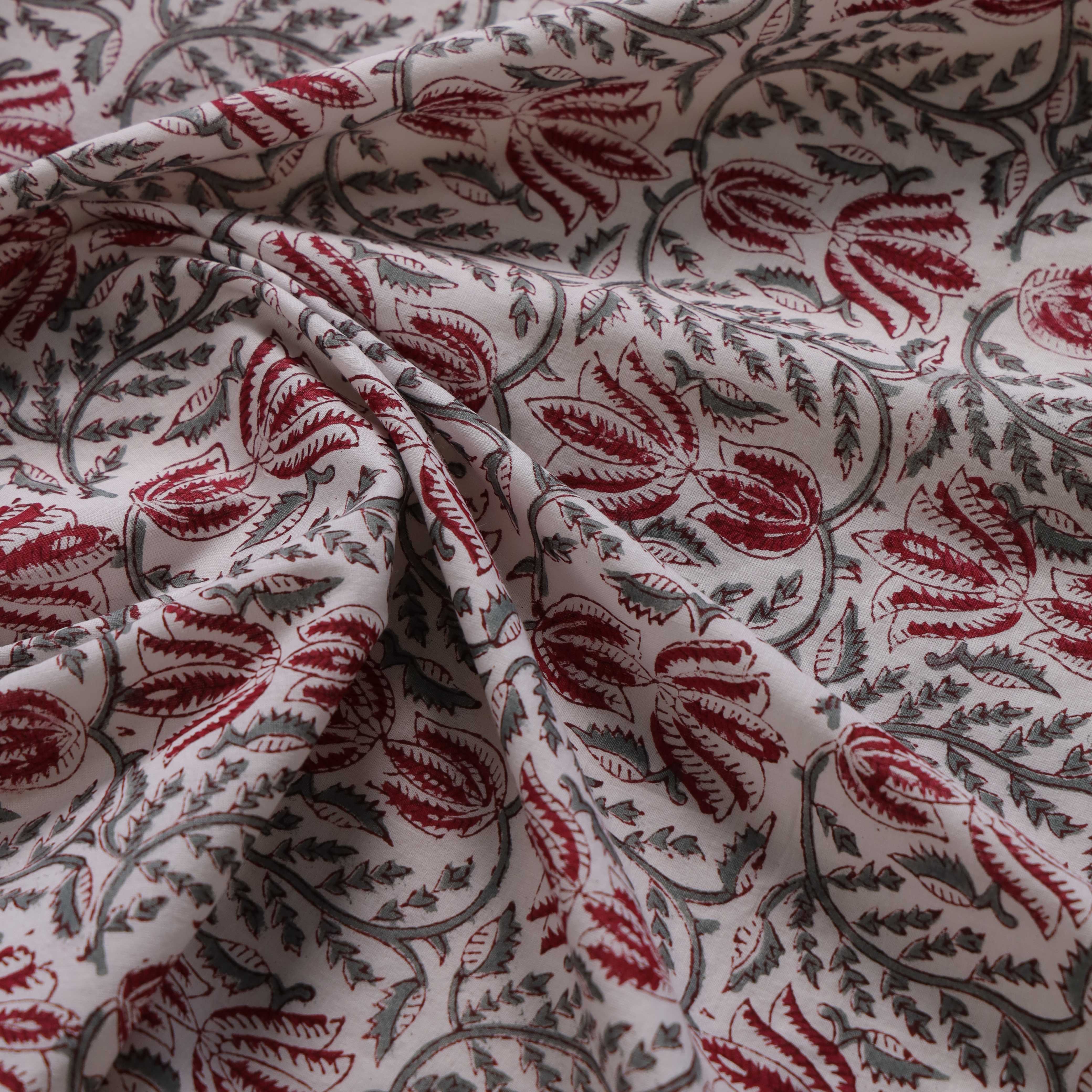 Bohemian Floral Block Print Cotton Curtain – Handcrafted Single Panel Drapery