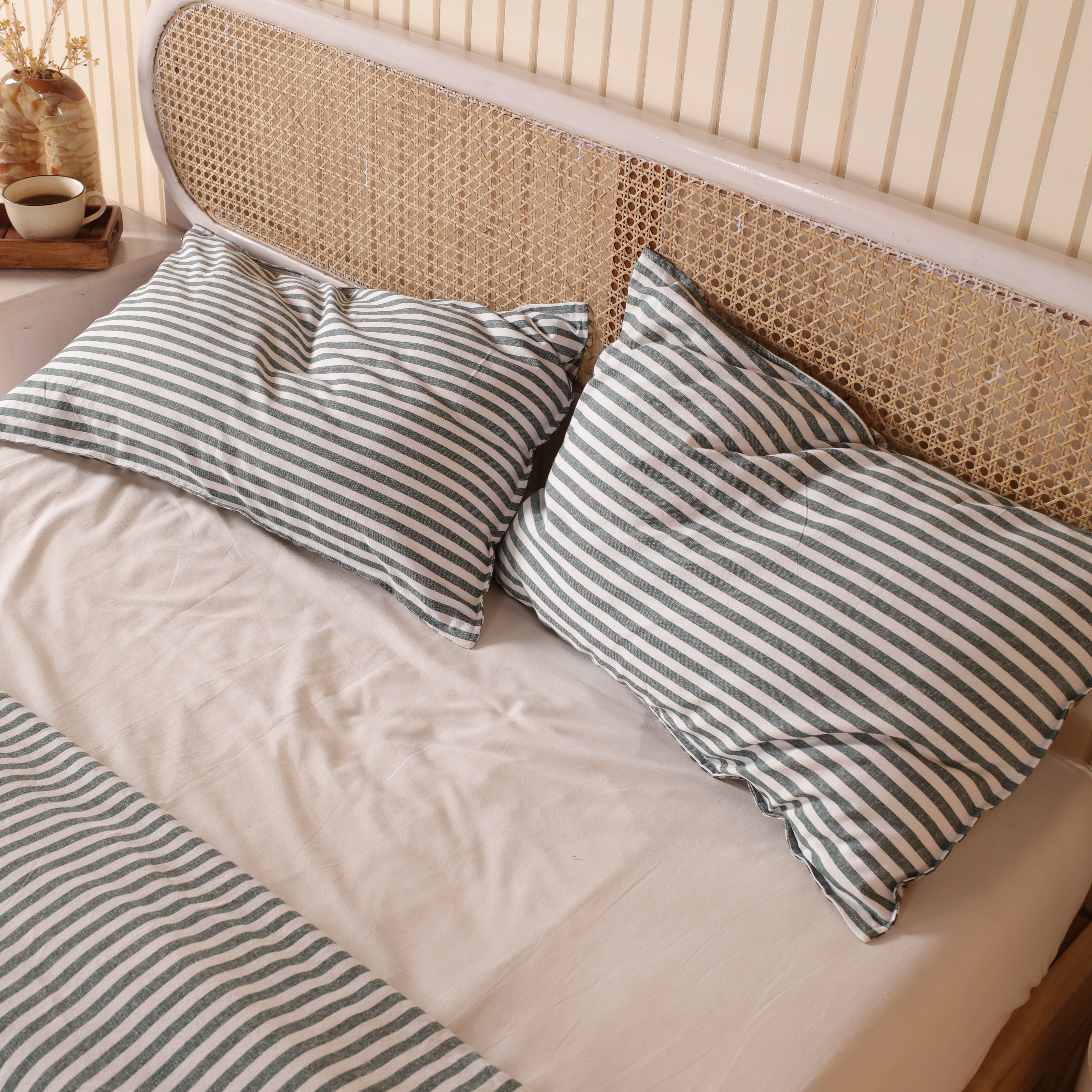 Classic Striped Cotton Blend Duvet Cover Set | Luxury Bedding Collection