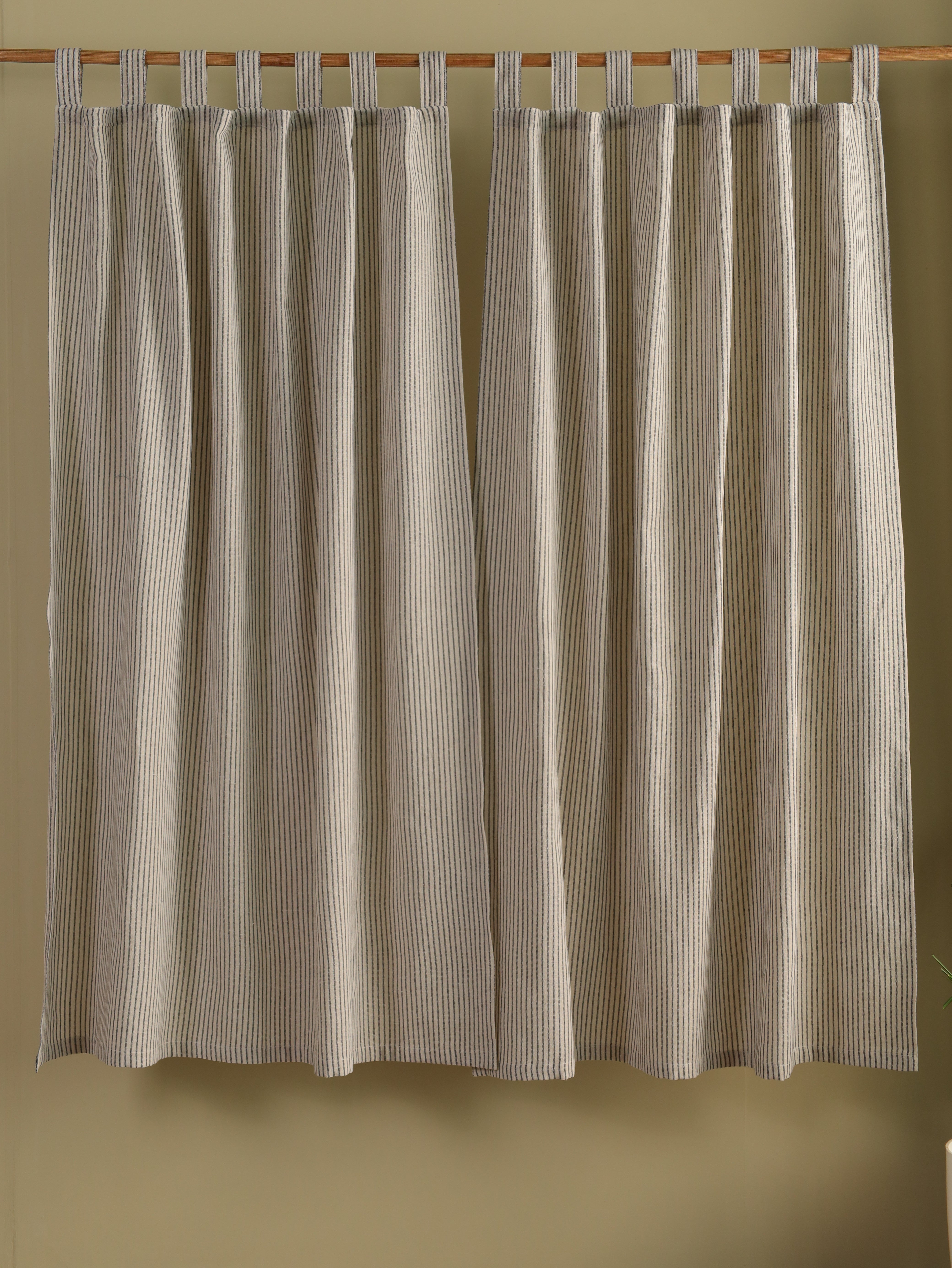 Bohemian Linen Stripe Curtains Set of 2 Panels