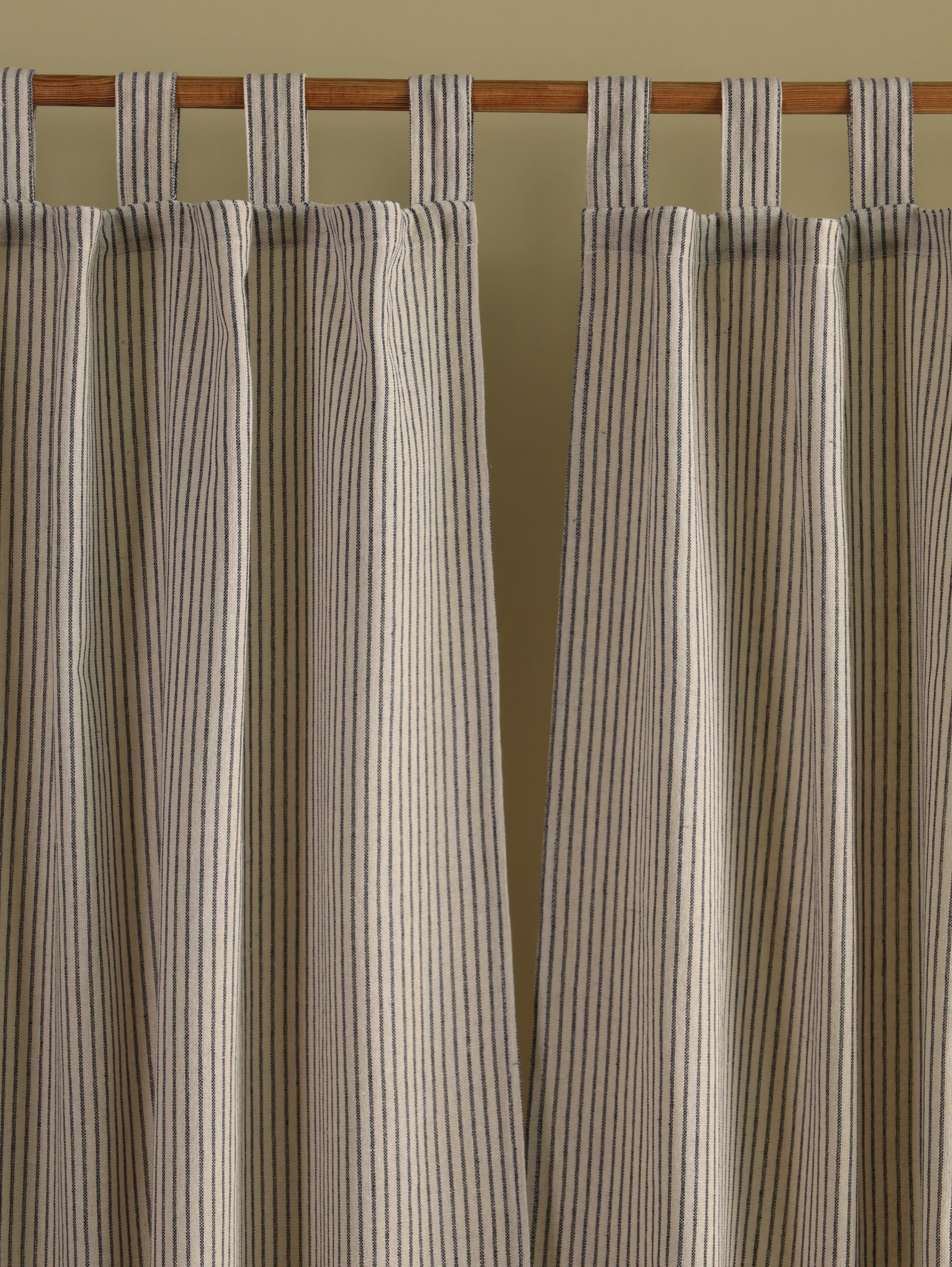 Bohemian Linen Stripe Curtains Set of 2 Panels