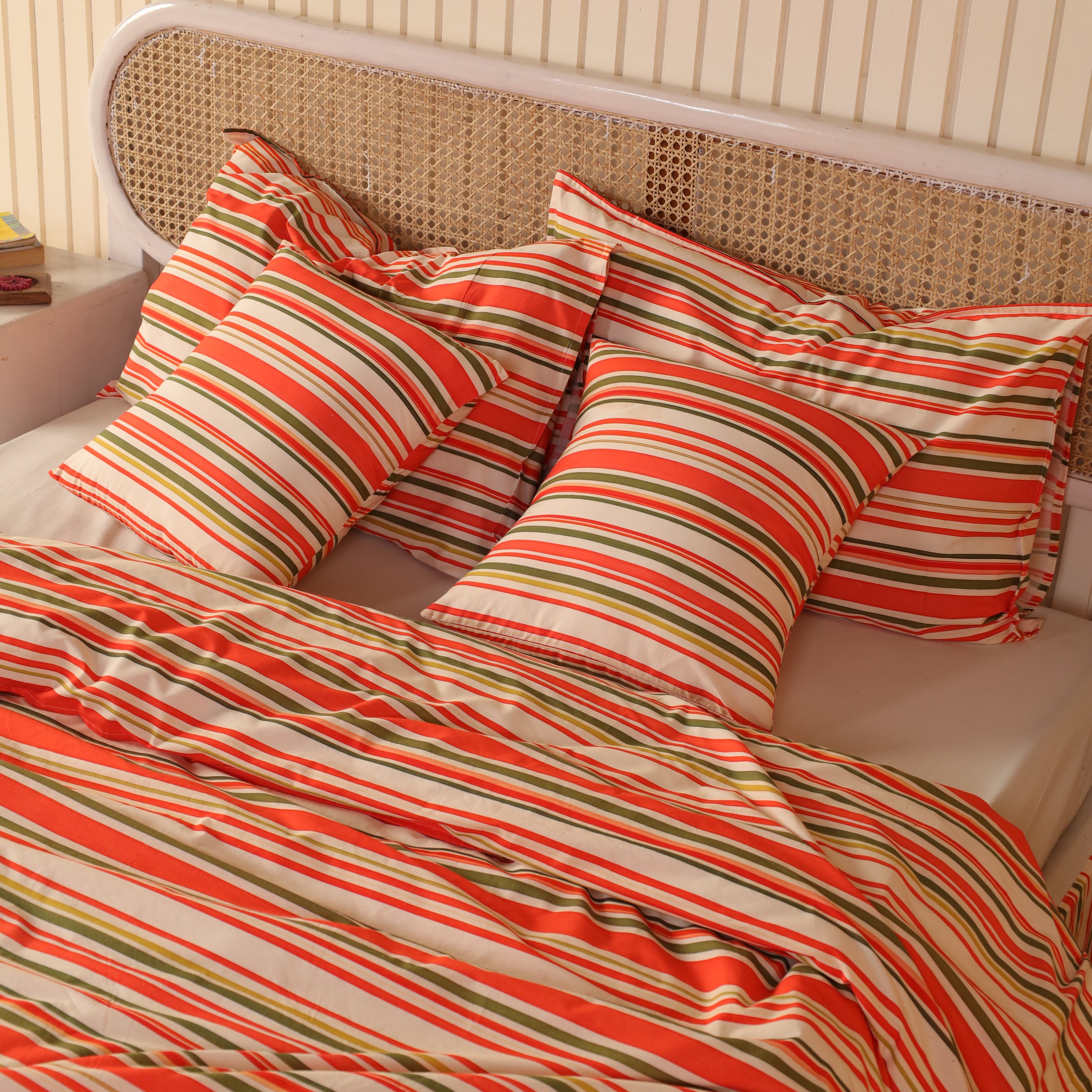 Multi-Stripe Cotton Blend Duvet Cover Set | Heritage Bedding