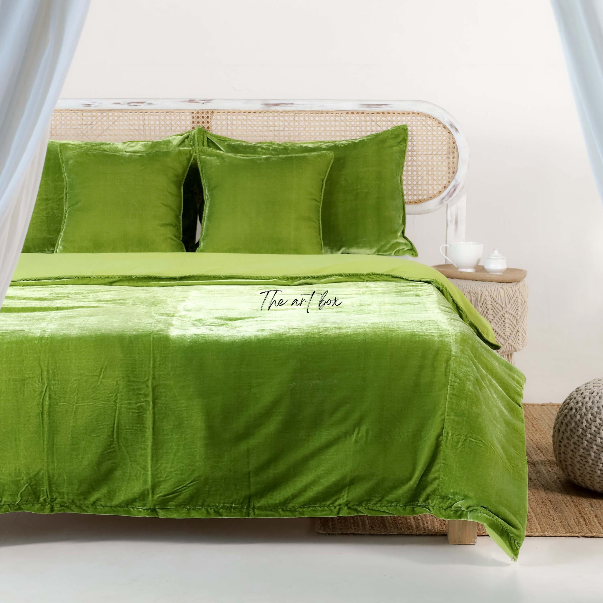 Light Green Velvet Duvet Cover