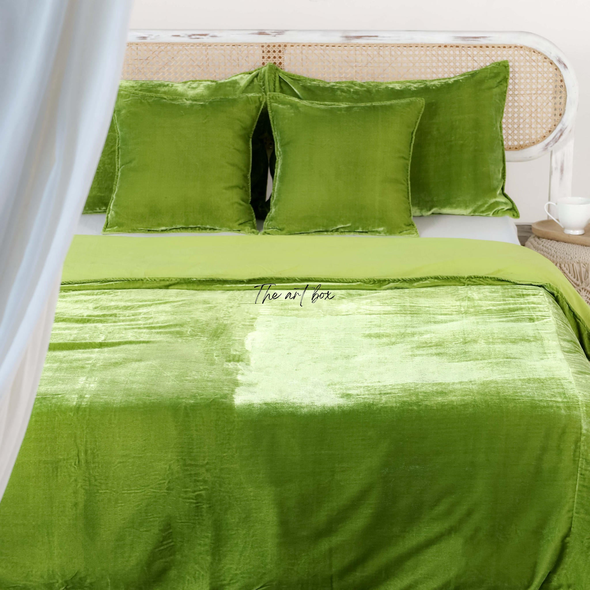 Light Green Velvet Duvet Cover