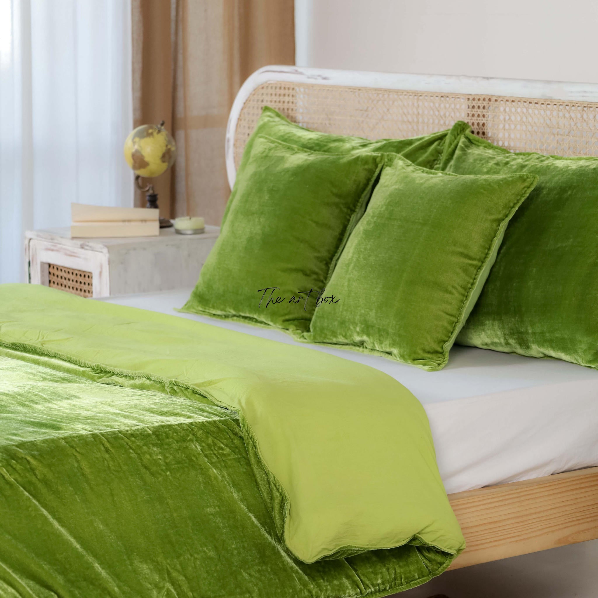 Light Green Velvet Duvet Cover