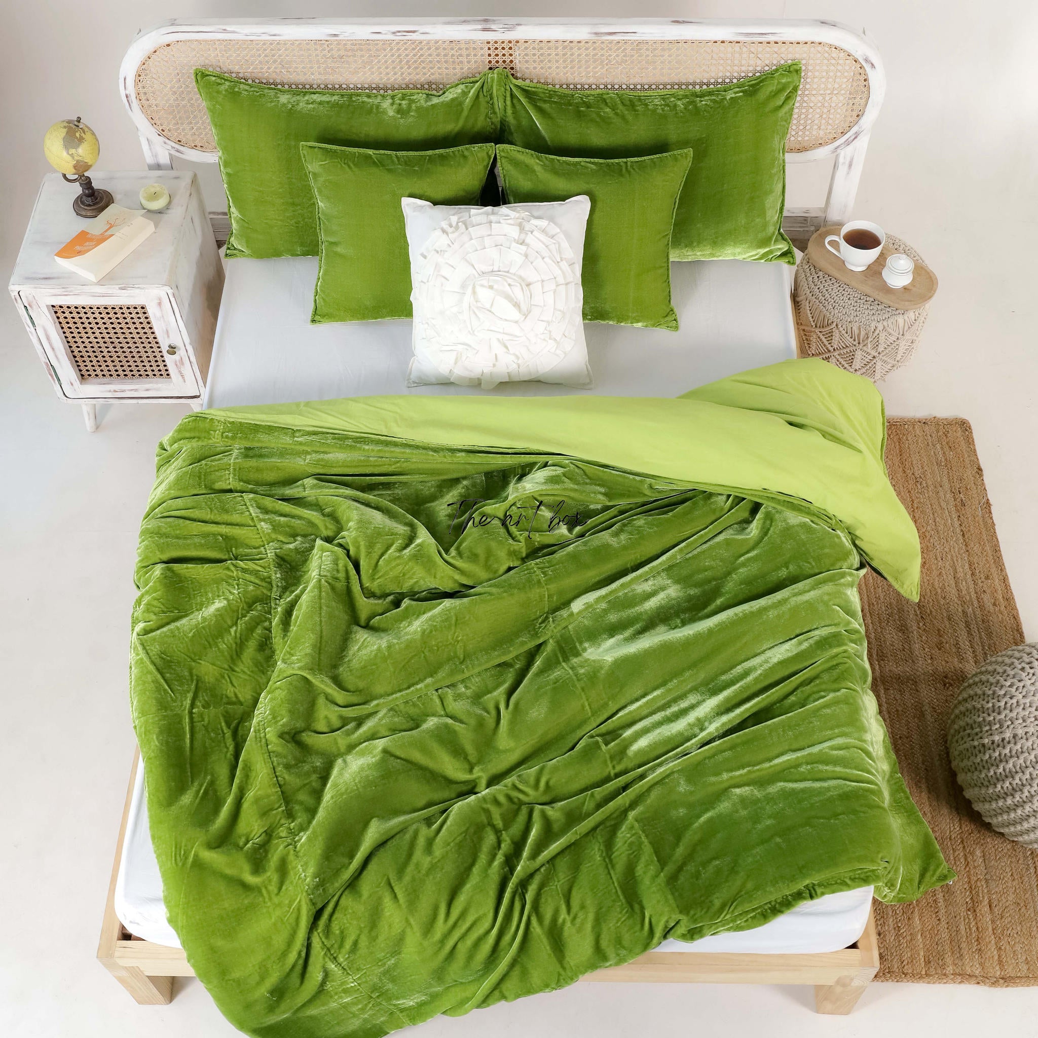 Light Green Velvet Duvet Cover