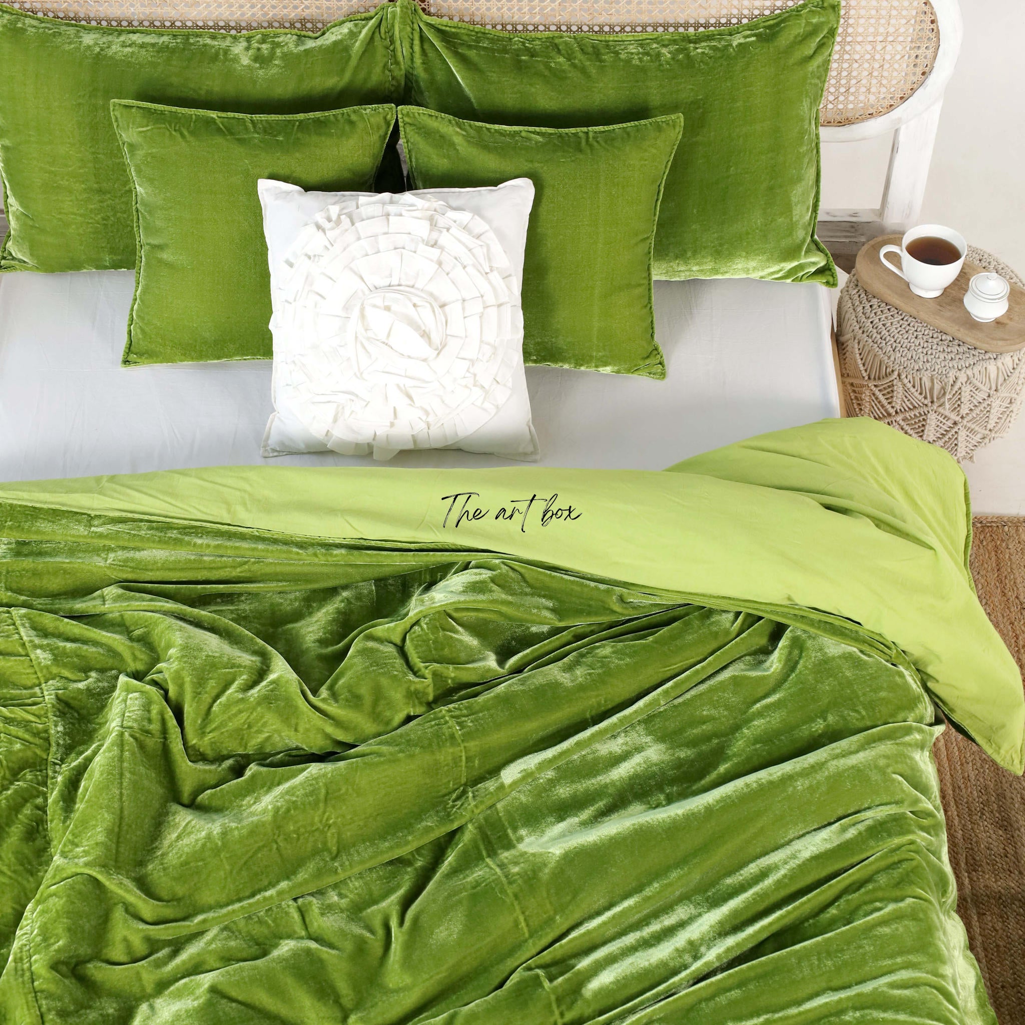 Light Green Velvet Duvet Cover