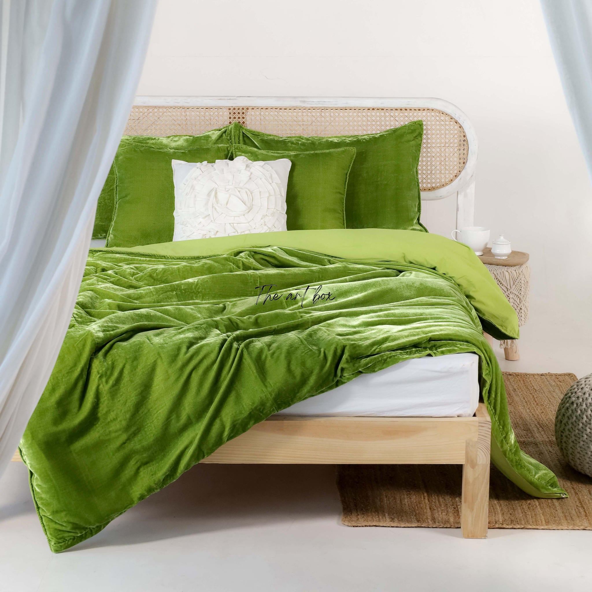 Light Green Velvet Duvet Cover