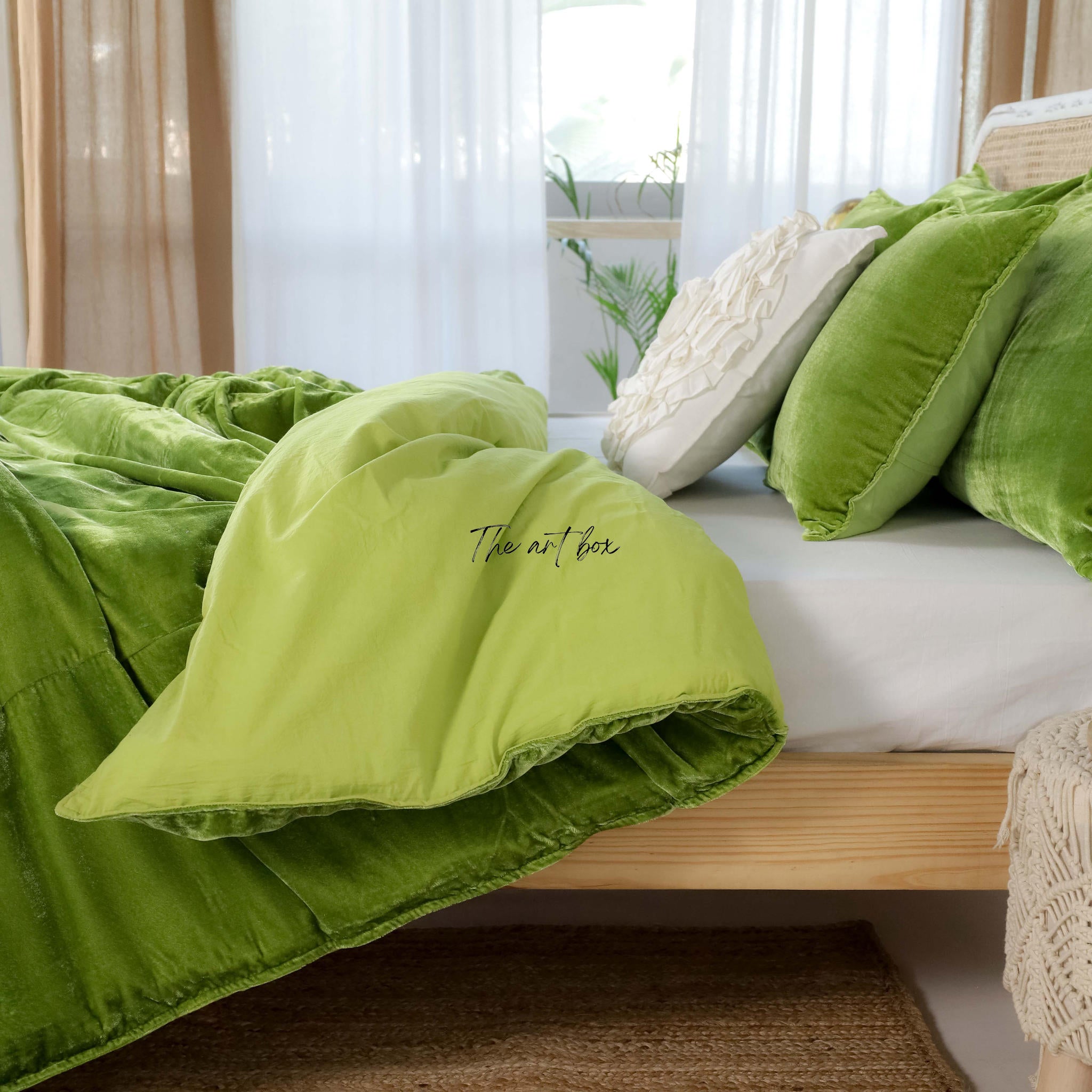 Light Green Velvet Duvet Cover