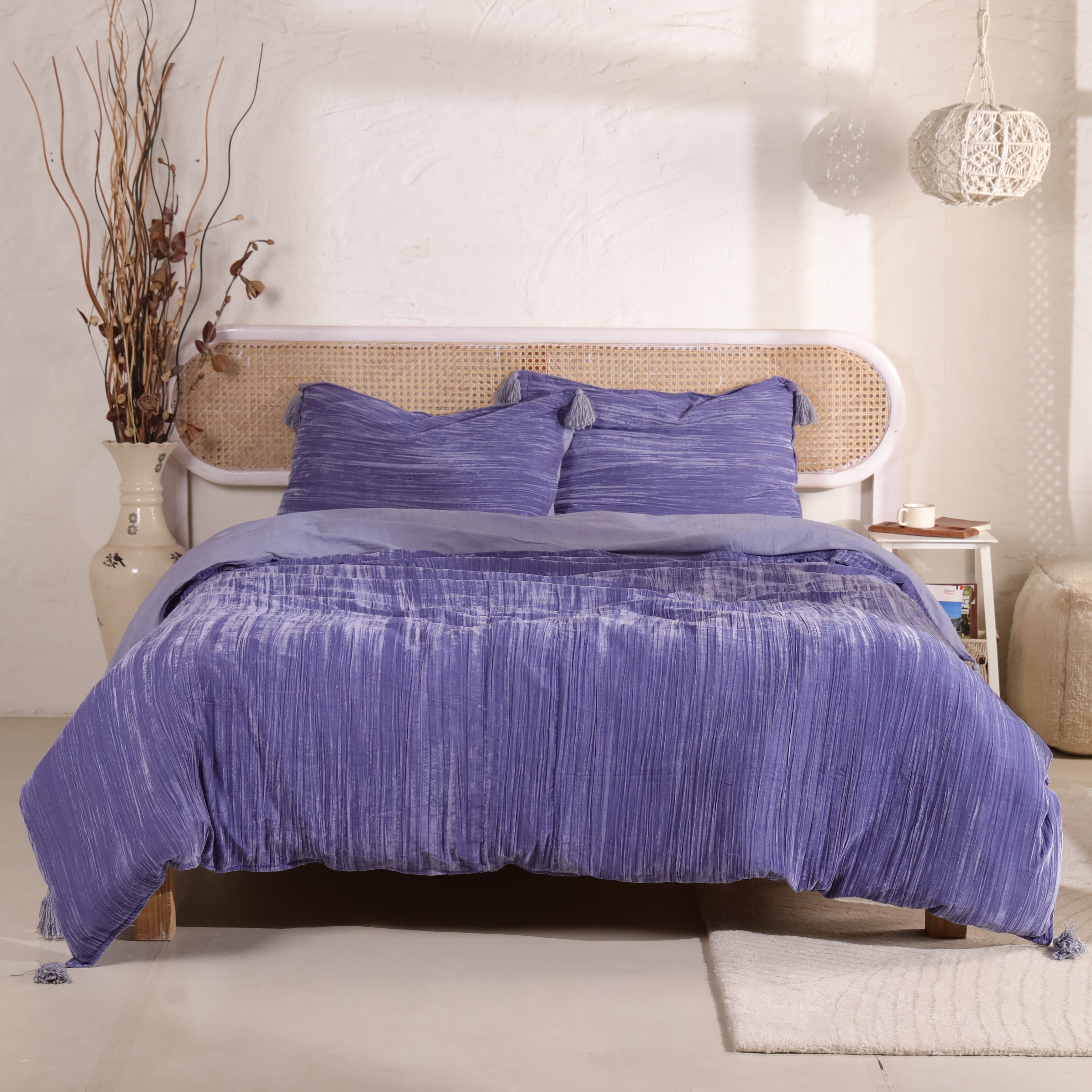 Luxury Crushed Velvet Pleated Duvet Cover Set | Opulent Bedding Collection