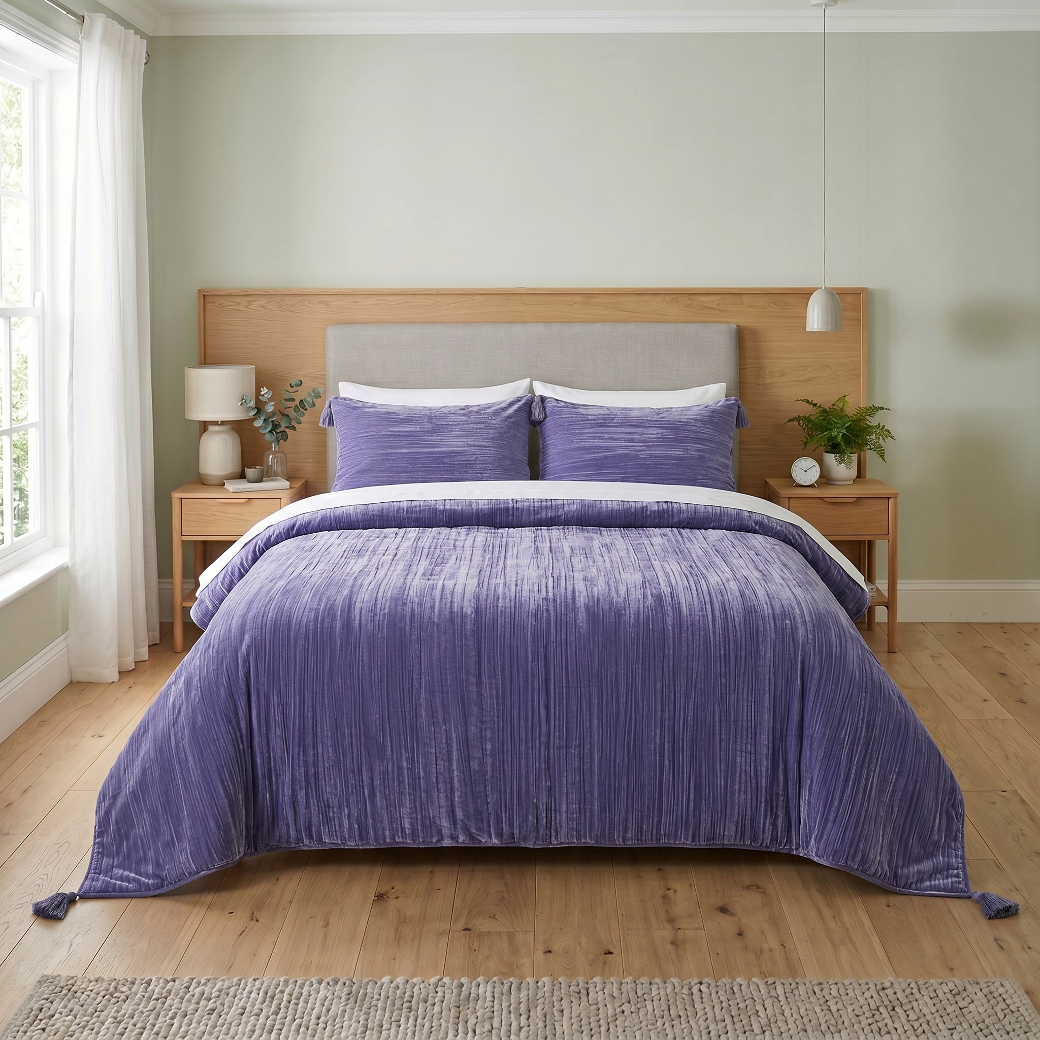 Luxury Crushed Velvet Pleated Duvet Cover Set | Opulent Bedding Collection