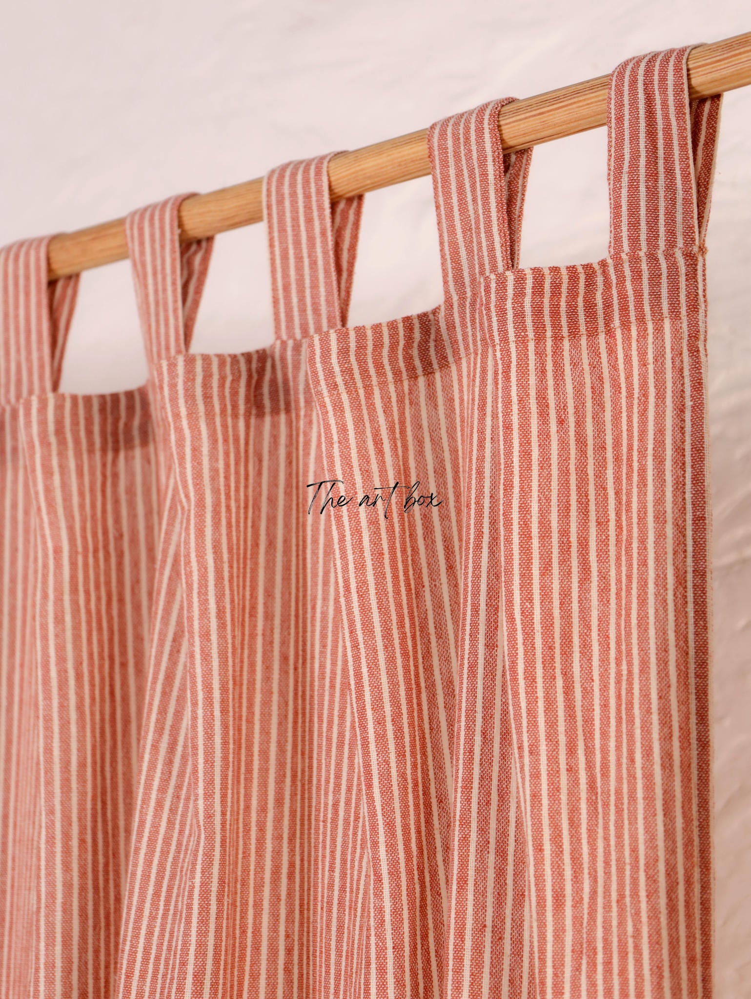 Linen Gauze with Maroon Stripes Curtains- 2 Panel set