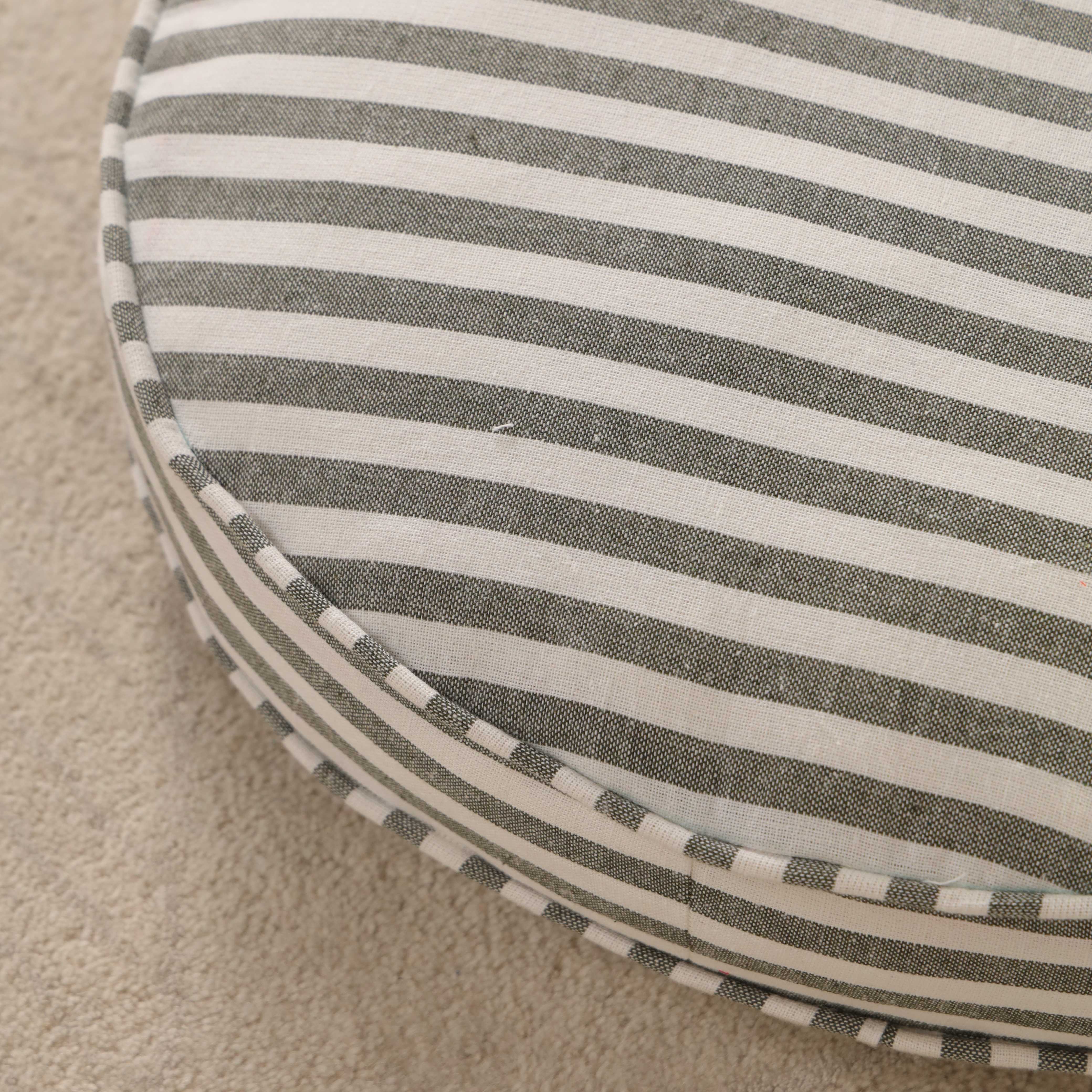 Cloud-Walk Round Ticking Stripe Floor Cushion – Premium Boho Meditation & Seating Pillow