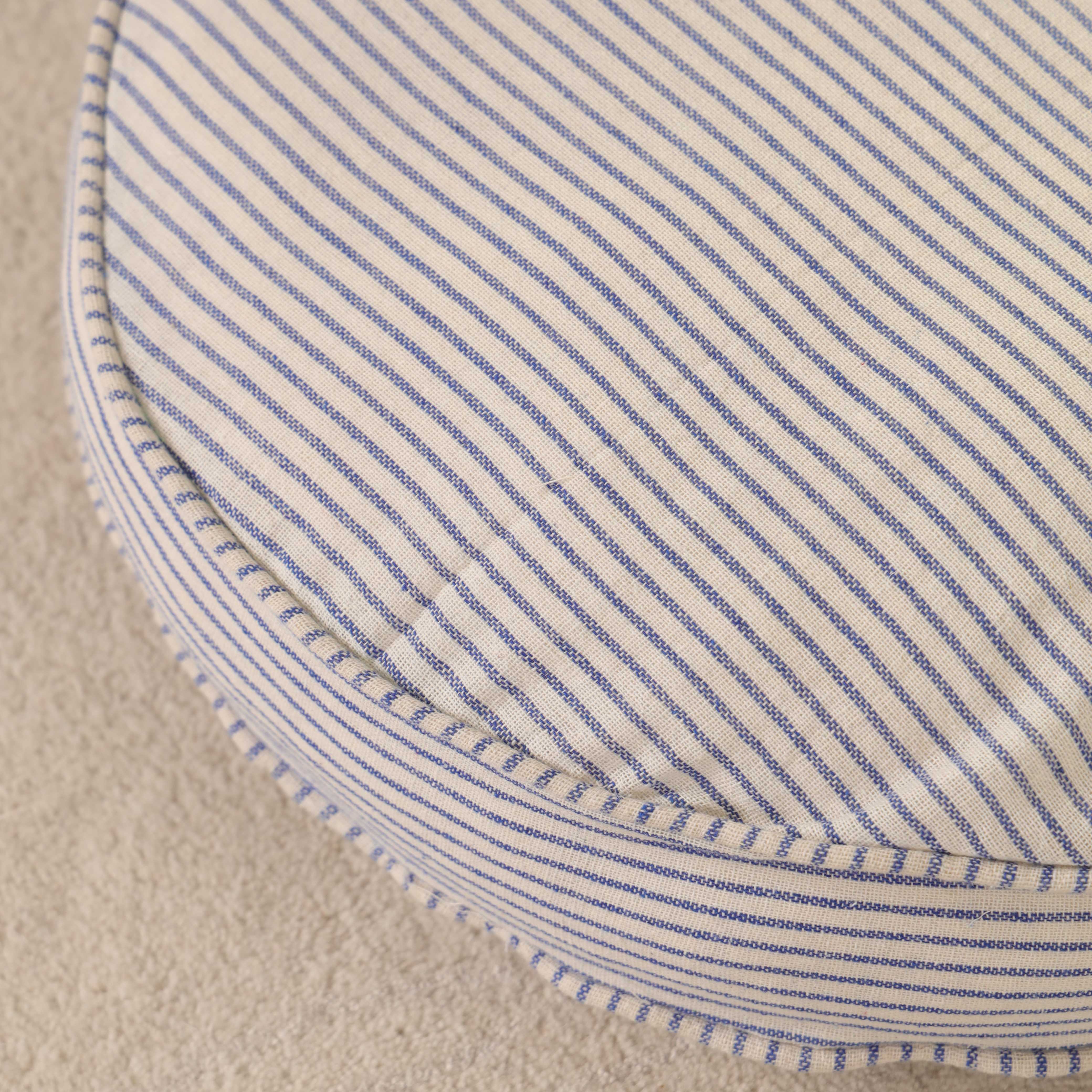 Nautical Sky Round Ticking Stripe Floor Cushion – Premium Boho Meditation & Seating Pillow