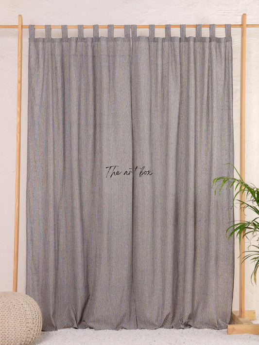 Linen Gauze with Black Stripes Curtains- 2 Panel set