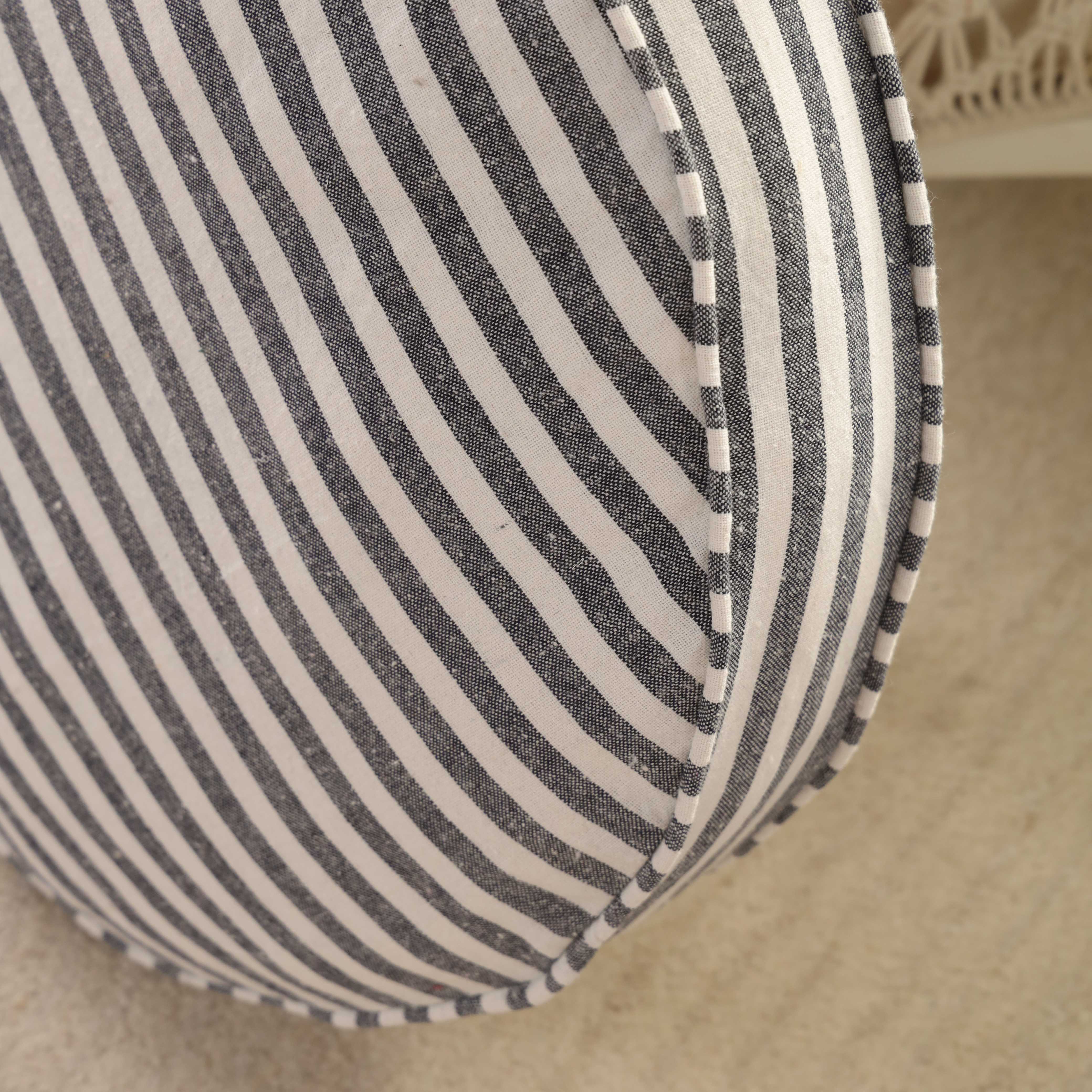 Slate Horizon Round Ticking Stripe Floor Cushion – Premium Cotton Boho Seating & Meditation Pillow