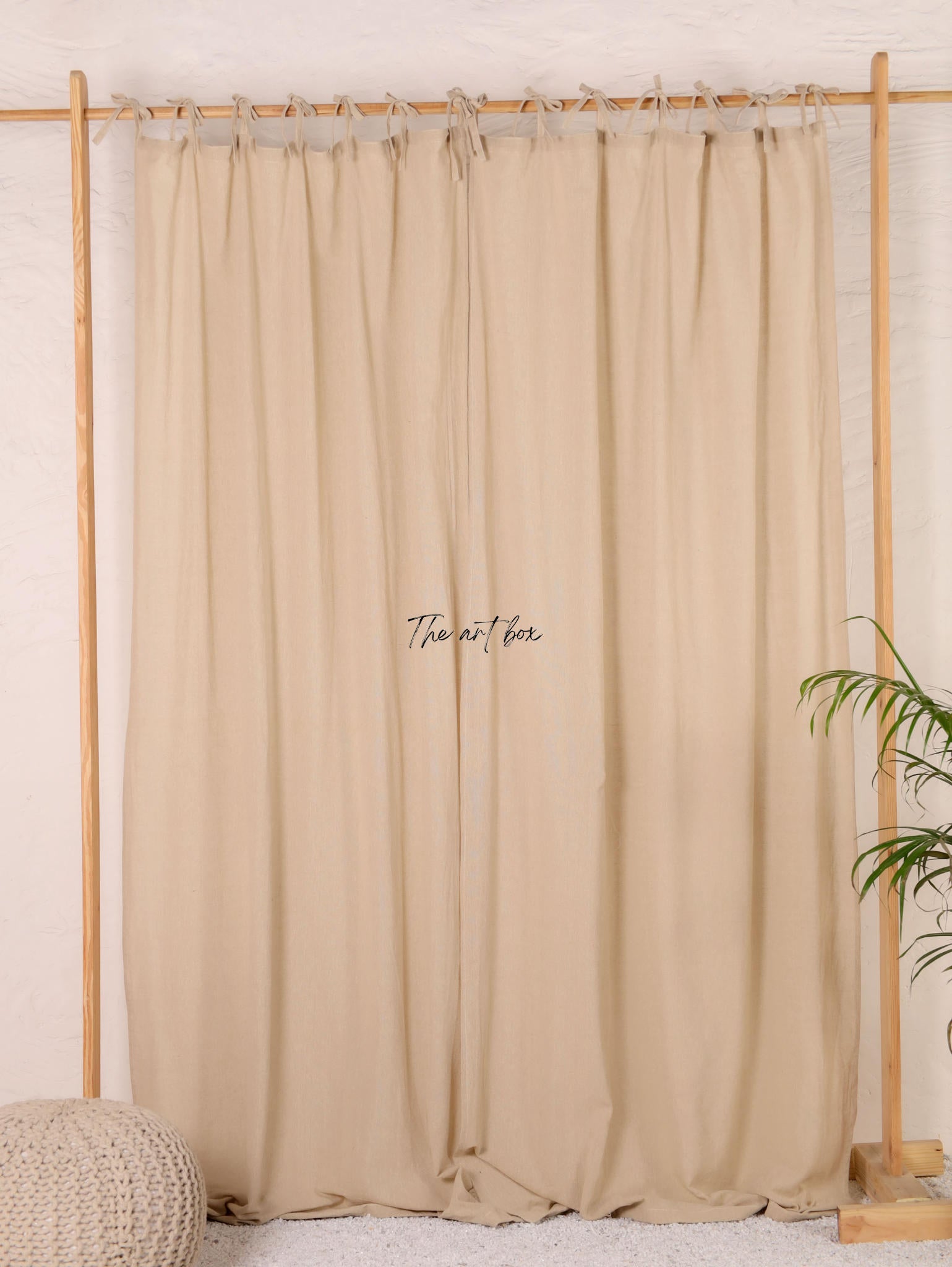 Linen Beige Curtains- 2 Panel set