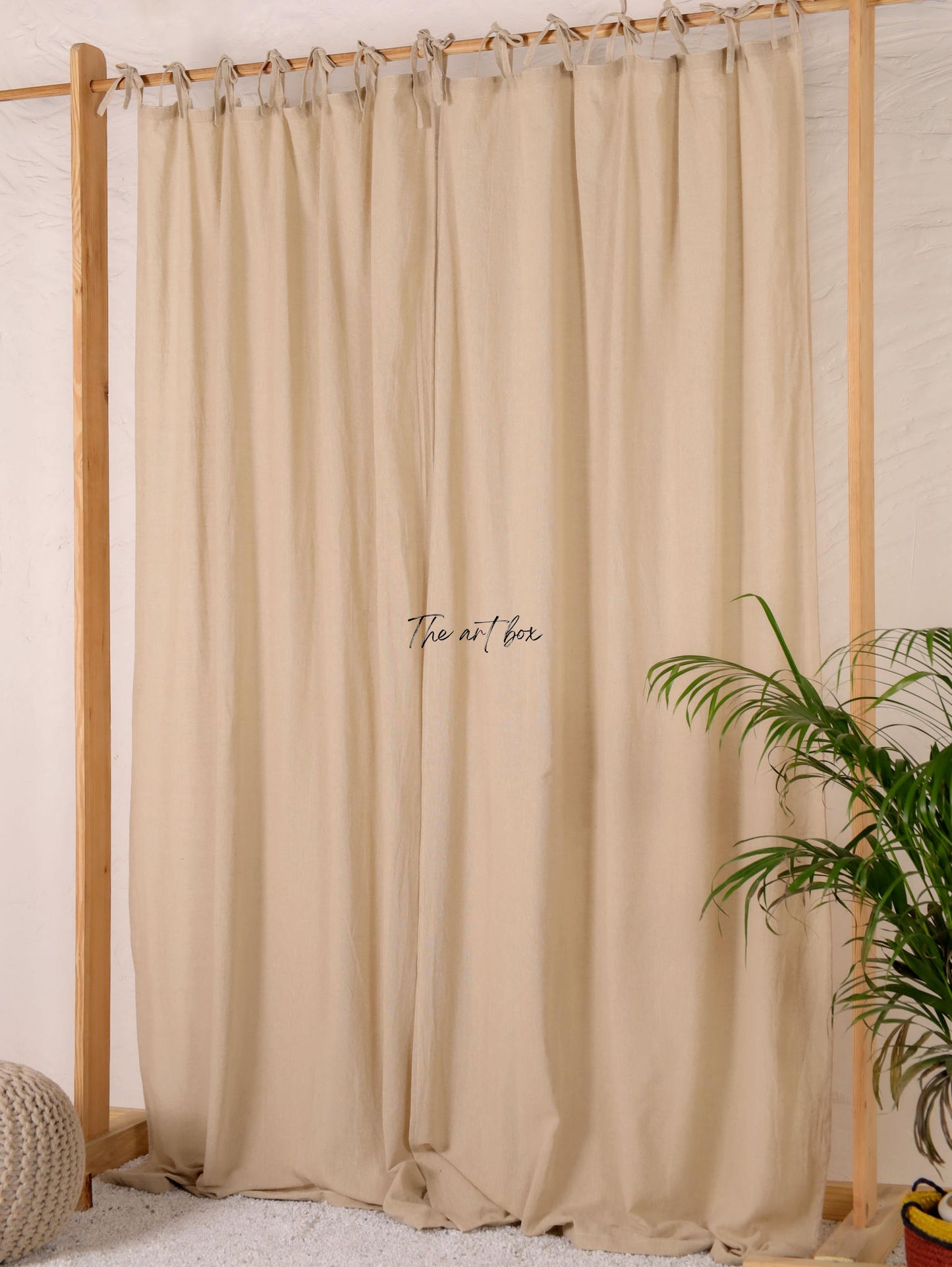 Linen Beige Curtains- 2 Panel set