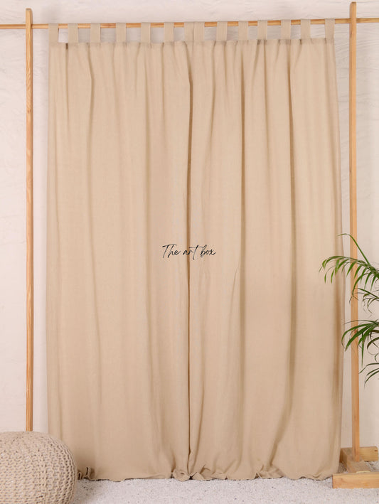 Linen Beige with Wheat Stripes Curtains- 2 Panel set