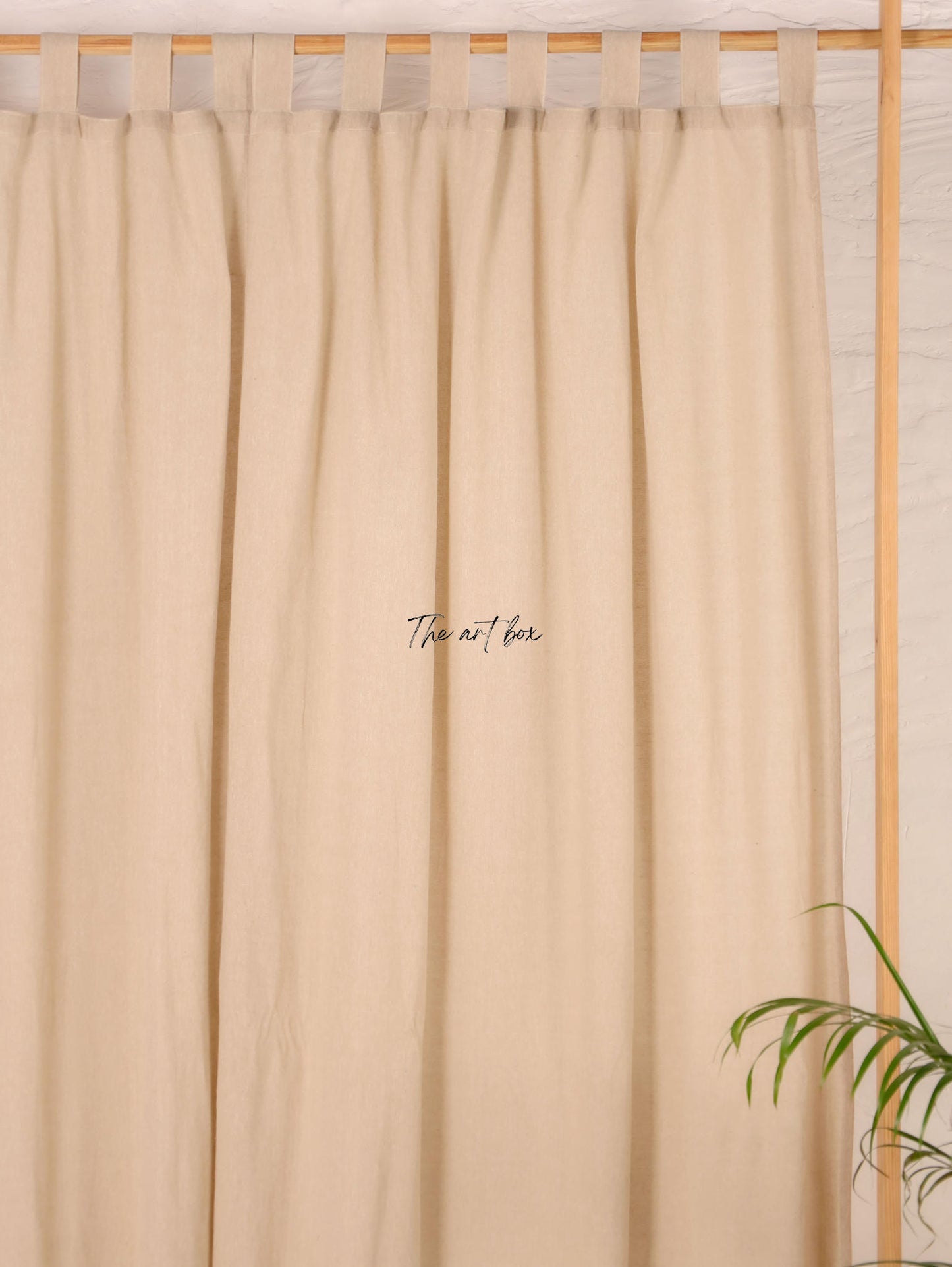 Linen Beige with Wheat Stripes Curtains- 2 Panel set