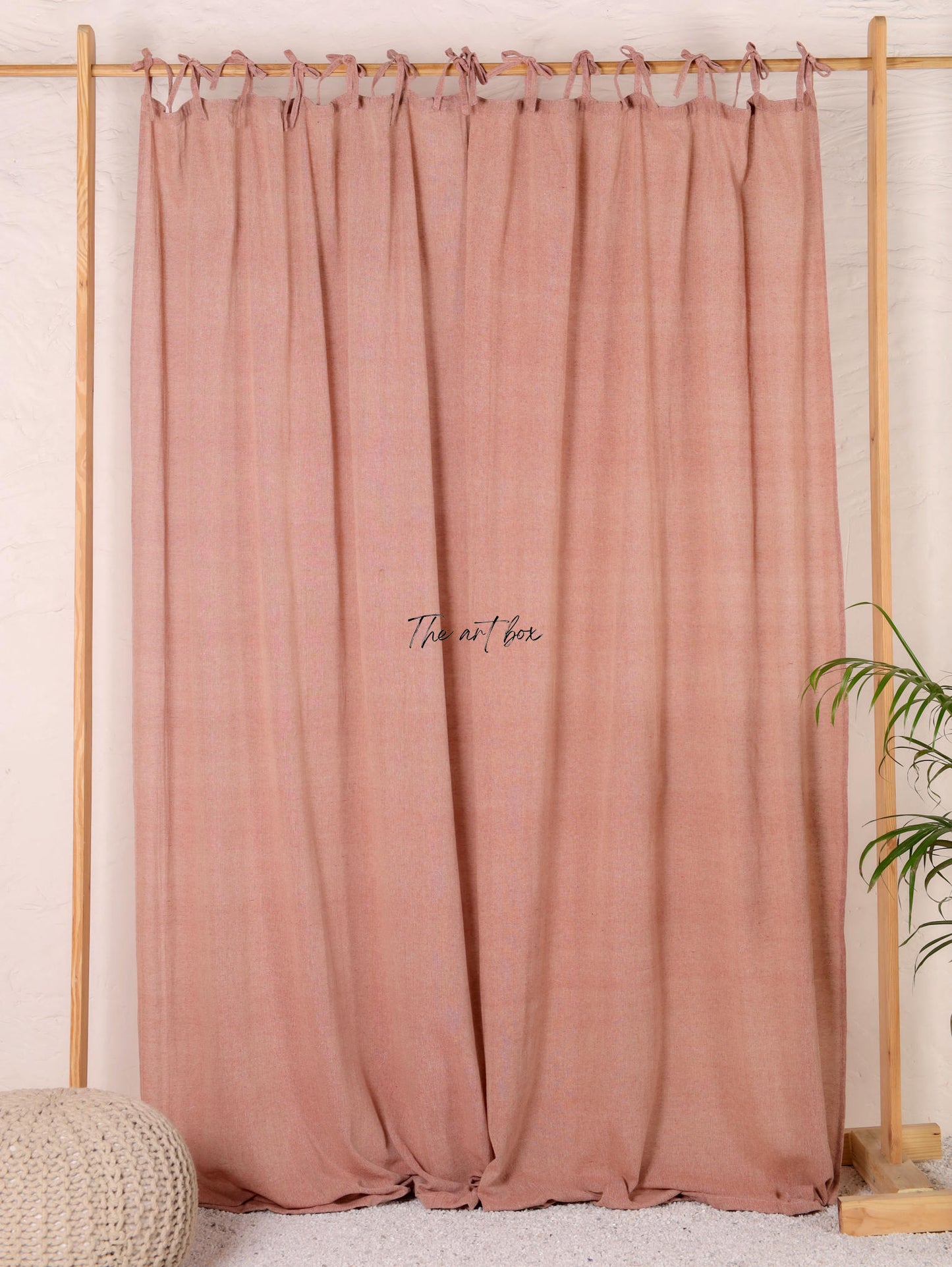 Linen Gauze with Maroon Curtains- 2 Panel set