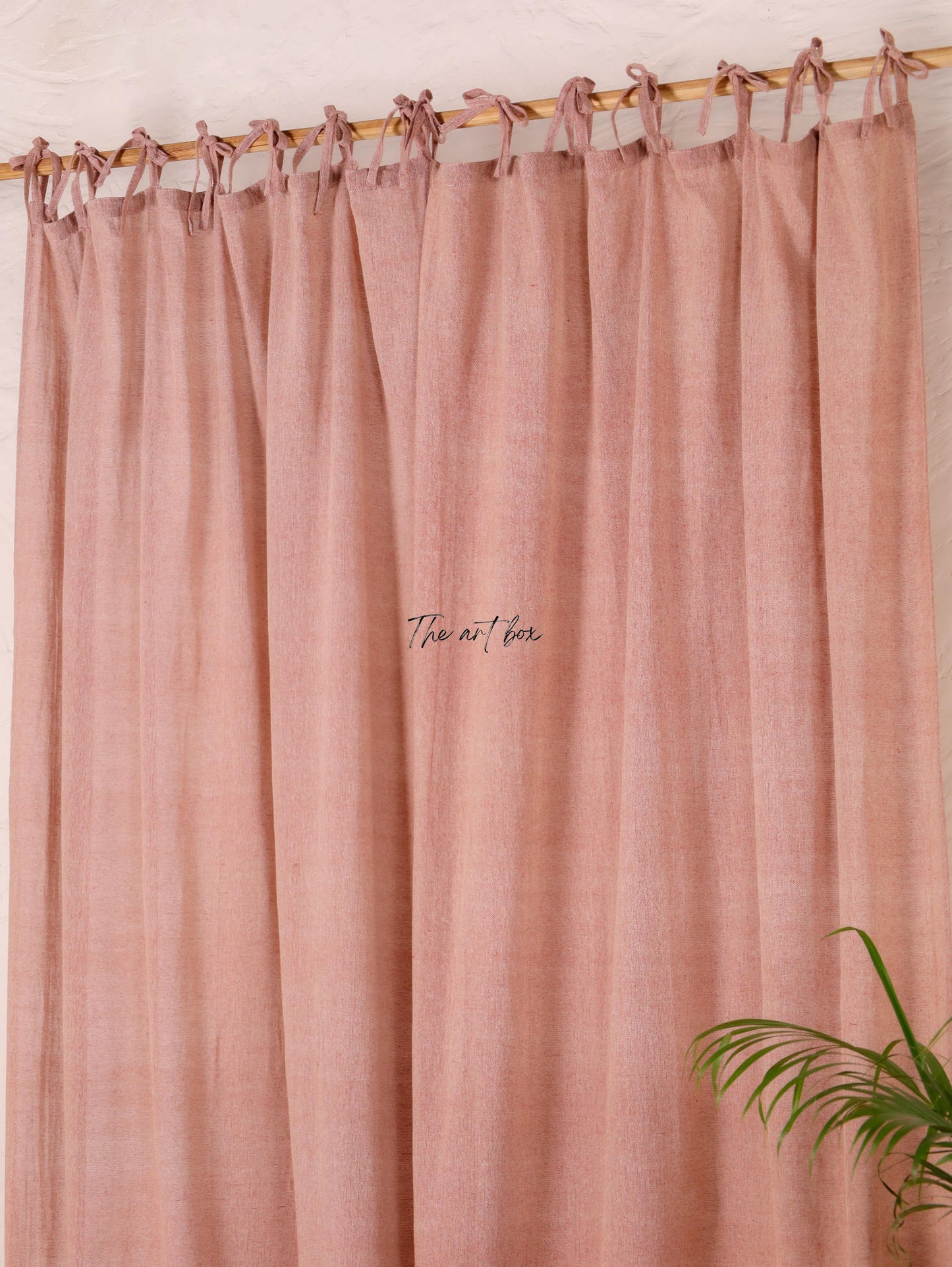 Linen Gauze with Maroon Curtains- 2 Panel set