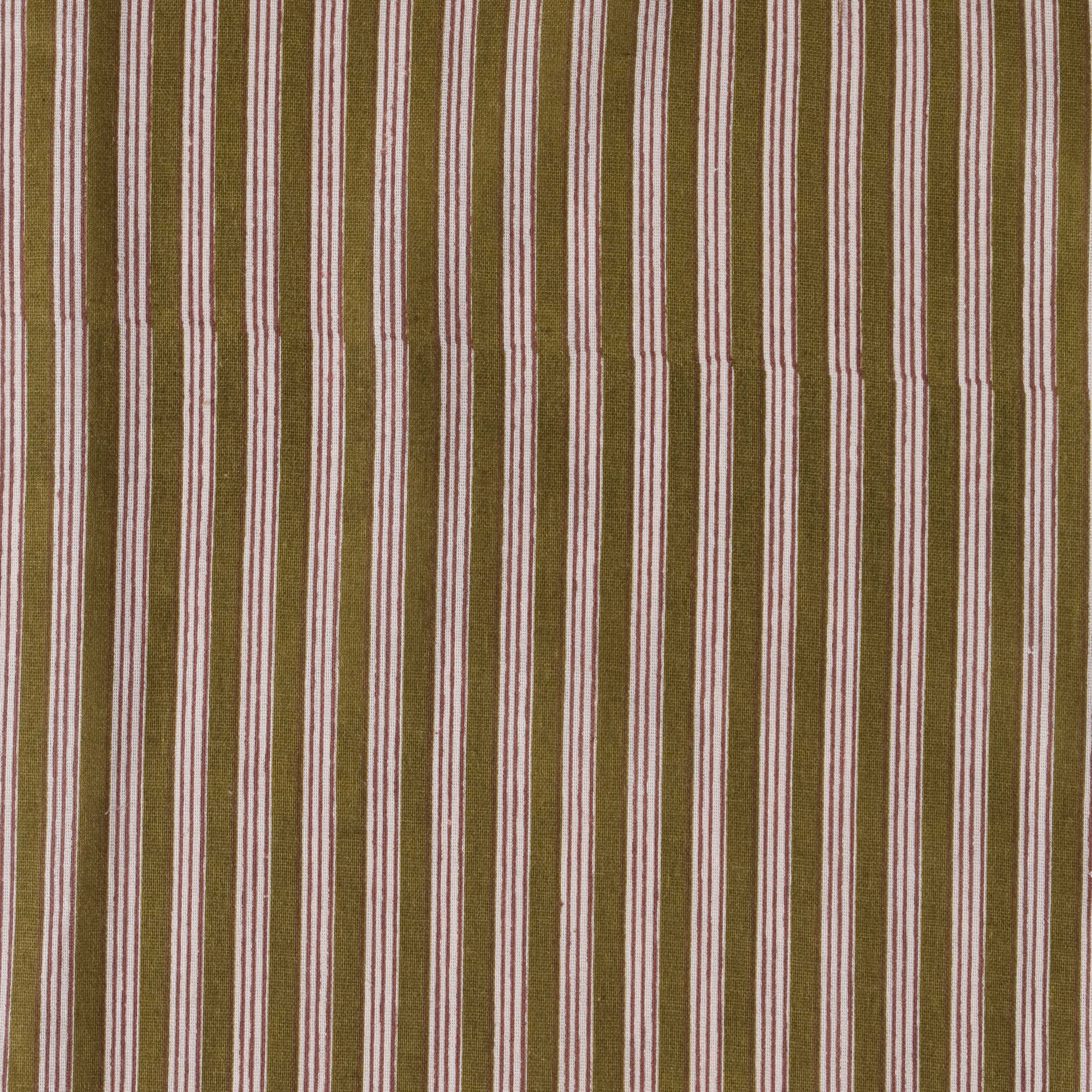 Premium 100% Cotton Striped Window Curtain Panel - Modern Sage Green Vertical Stripe Tab Top Drapery for Living Room (Single Panel)