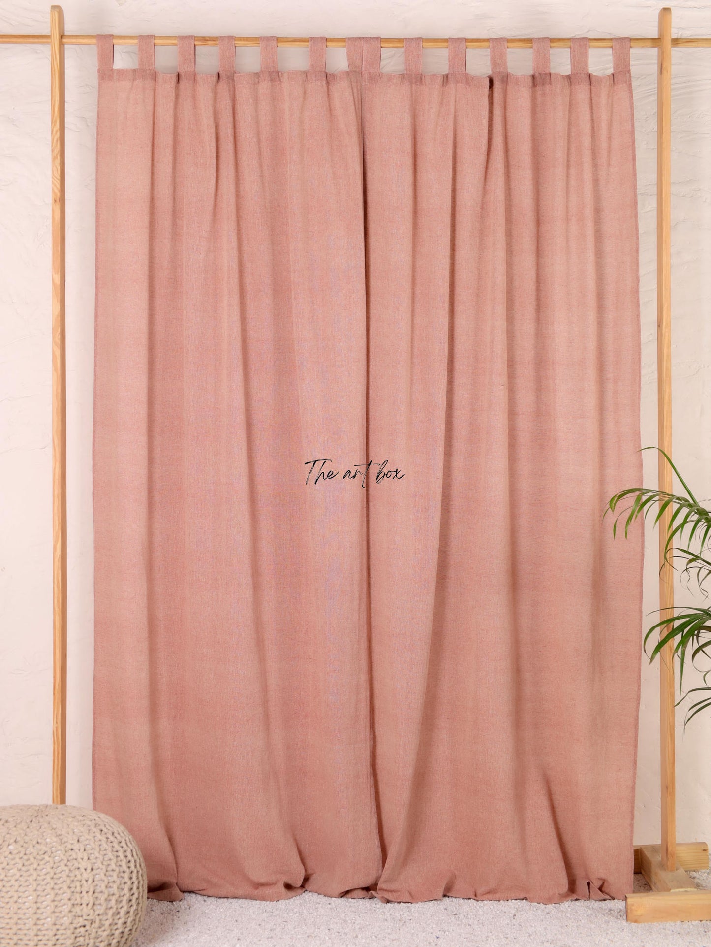 Linen Gauze with Maroon Stripes Curtains- 2 Panel set