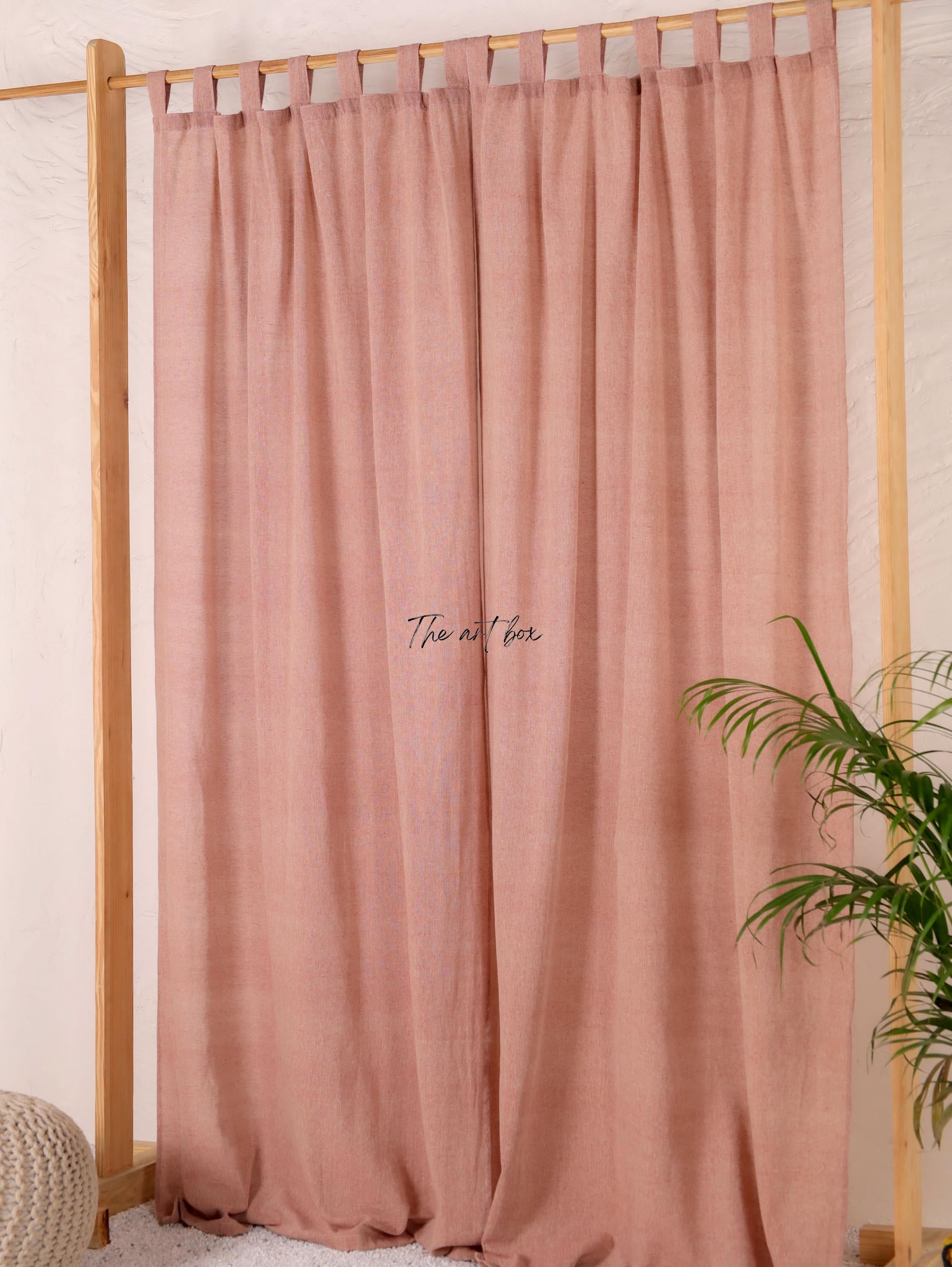 Linen Gauze with Maroon Stripes Curtains- 2 Panel set