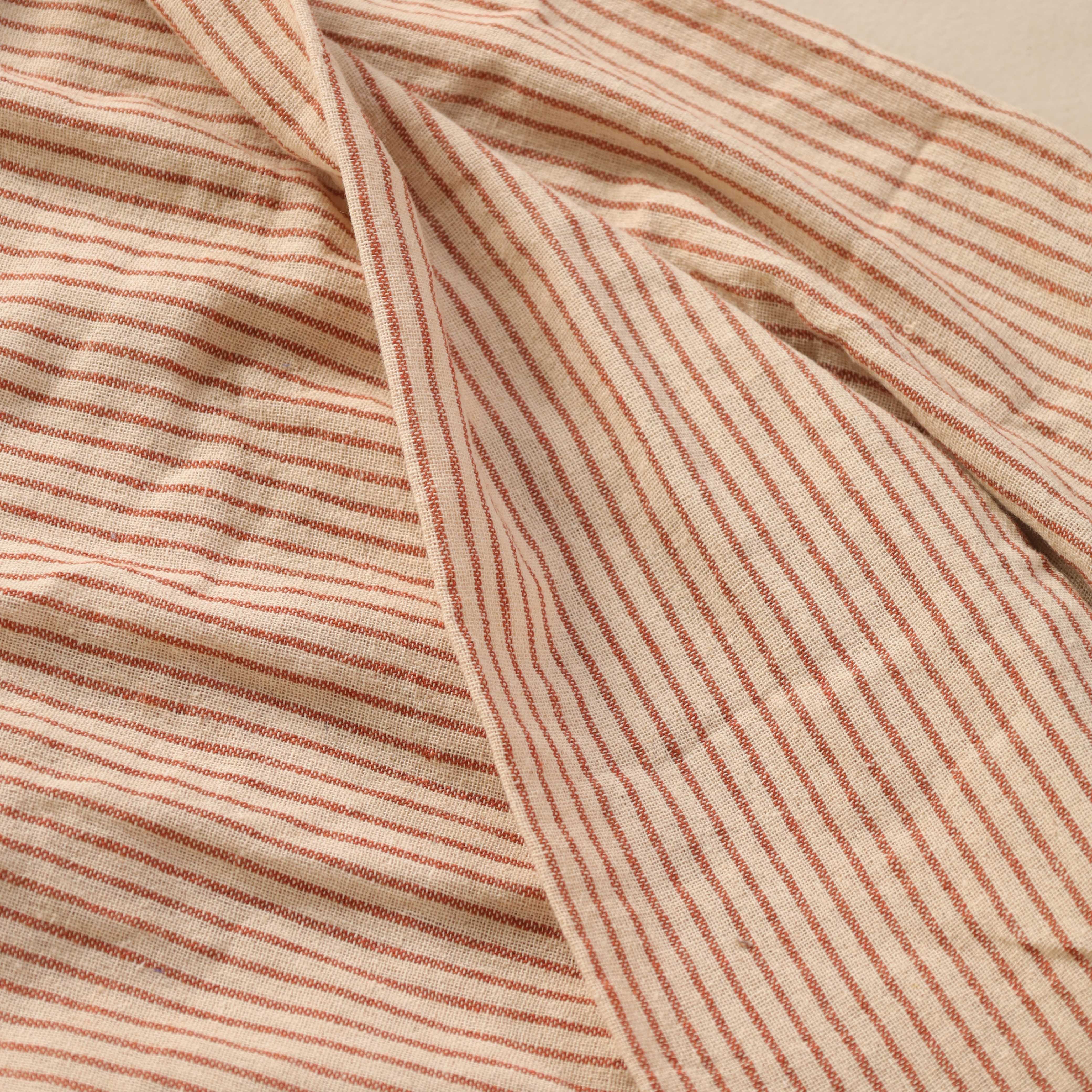 Terracotta Thin Striped Premium Cotton Woven Fabric By The Yard