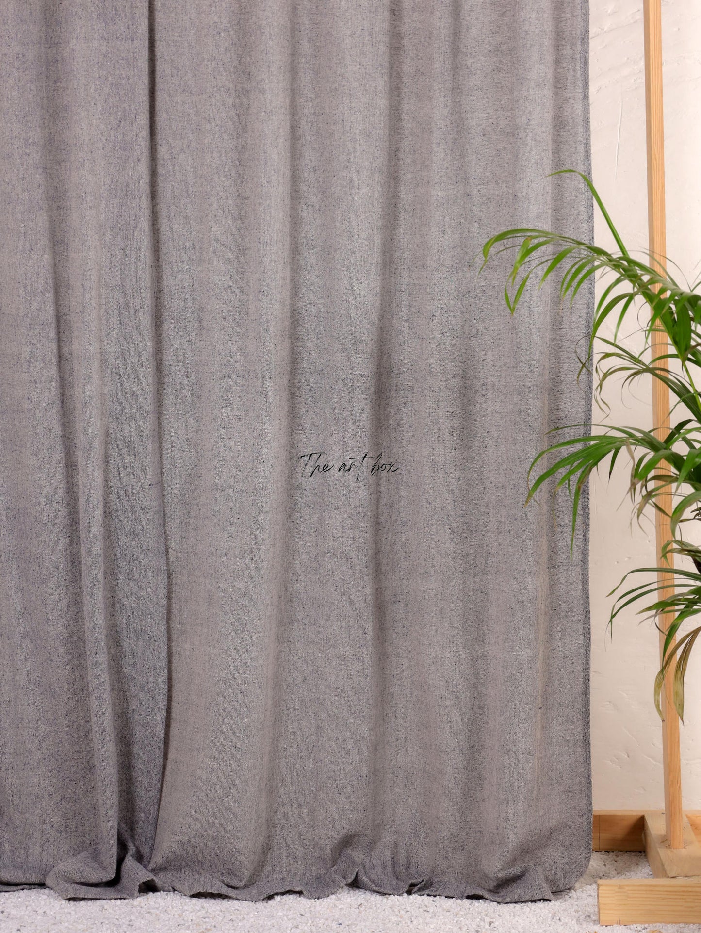 Linen Gauze with Grey Stripes Curtains- 2 Panel set