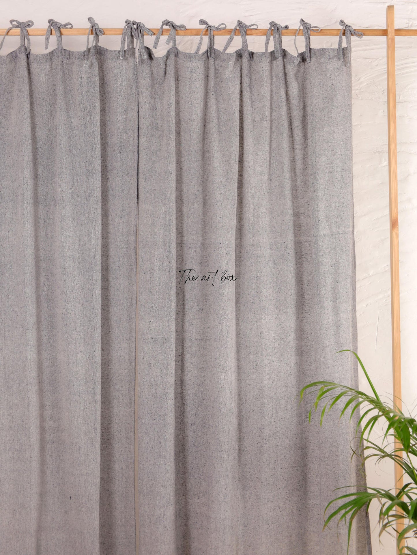 Linen Gauze with Grey Stripes Curtains- 2 Panel set