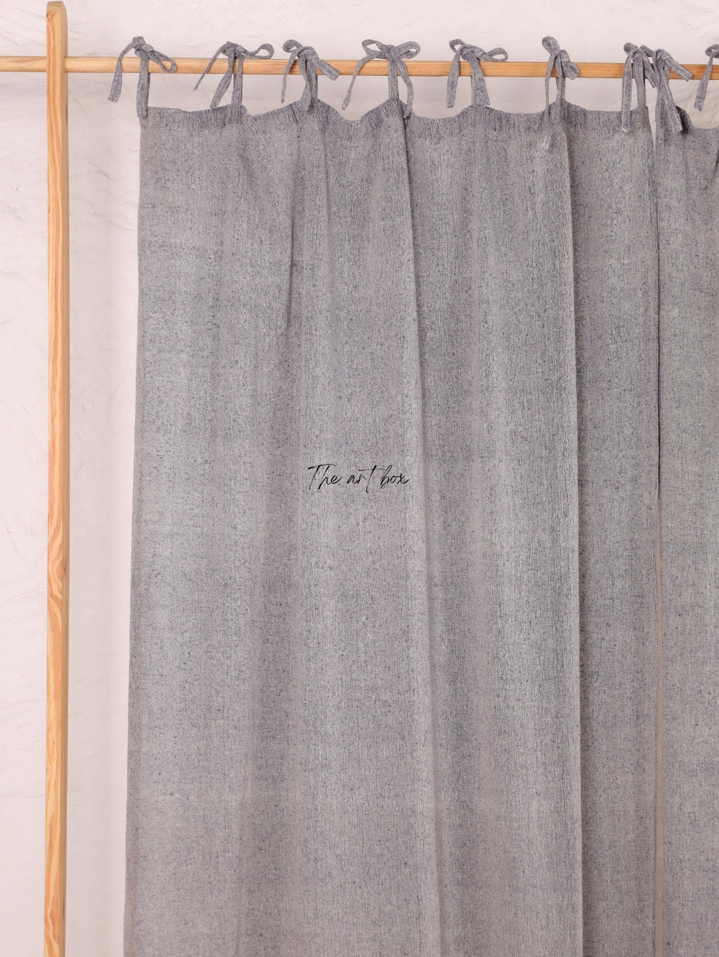 Linen Gauze with Grey Stripes Curtains- 2 Panel set