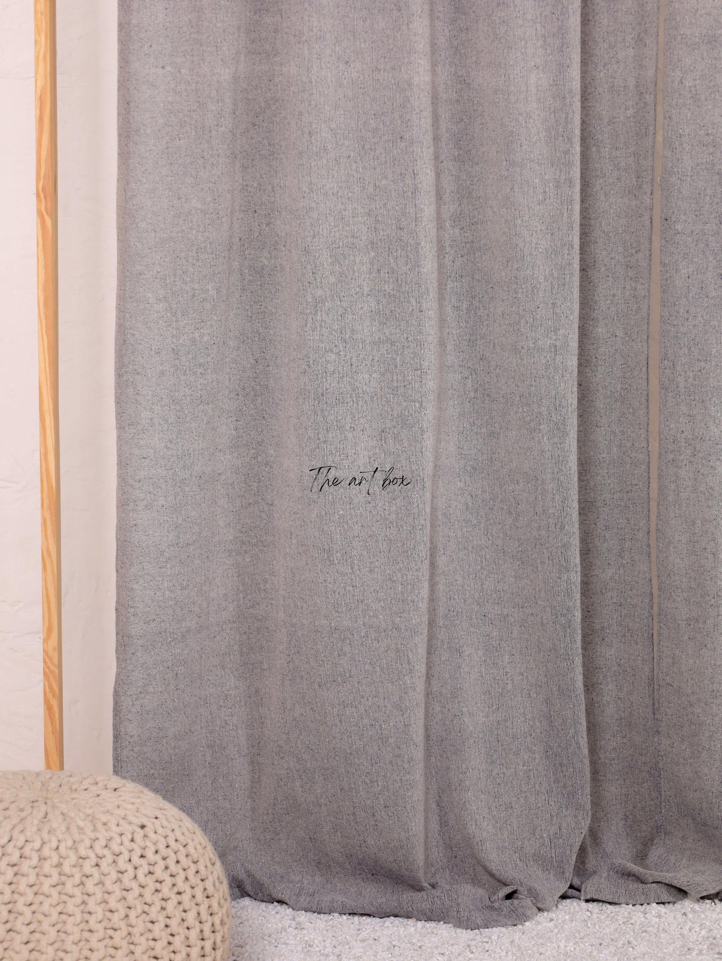 Linen Gauze with Grey Stripes Curtains- 2 Panel set